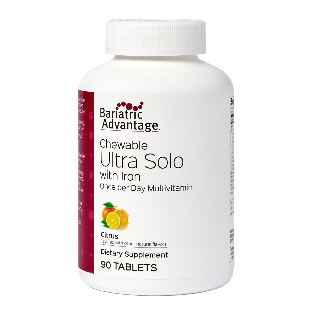 Bariatic Advantage Ultra Solo con hierro, tableta masticable para soporte nutricional diario.