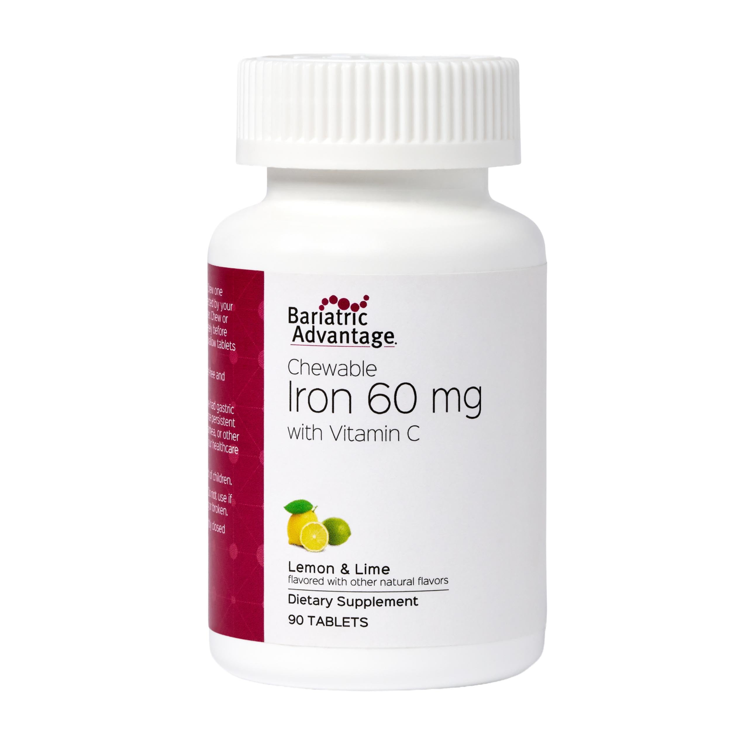 Bariatric Advantage tableta masticable de hierro con limón-lima para mayor absorción.