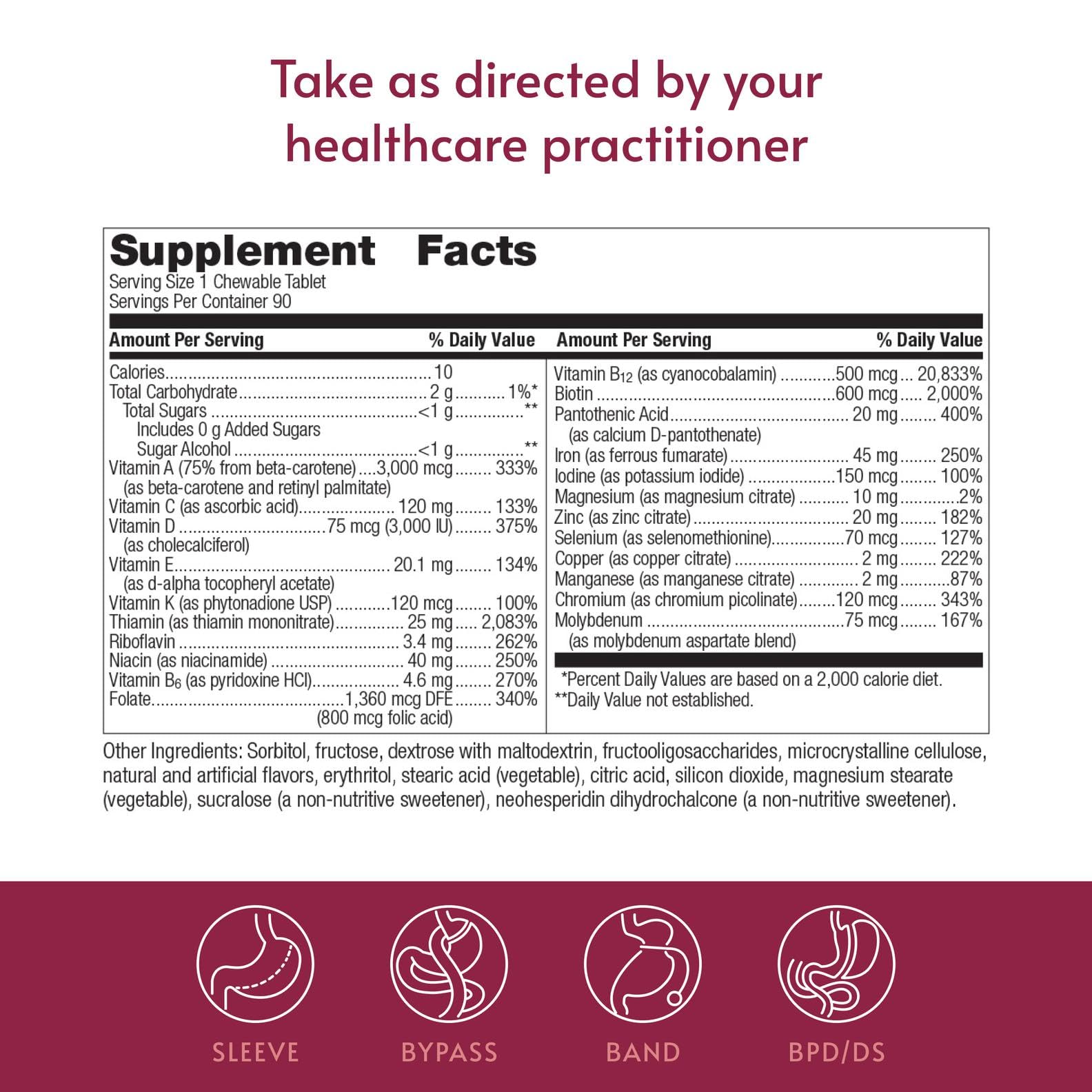 Bariatric Advantage Ultra Solo, masticable diario para apoyo nutricional.