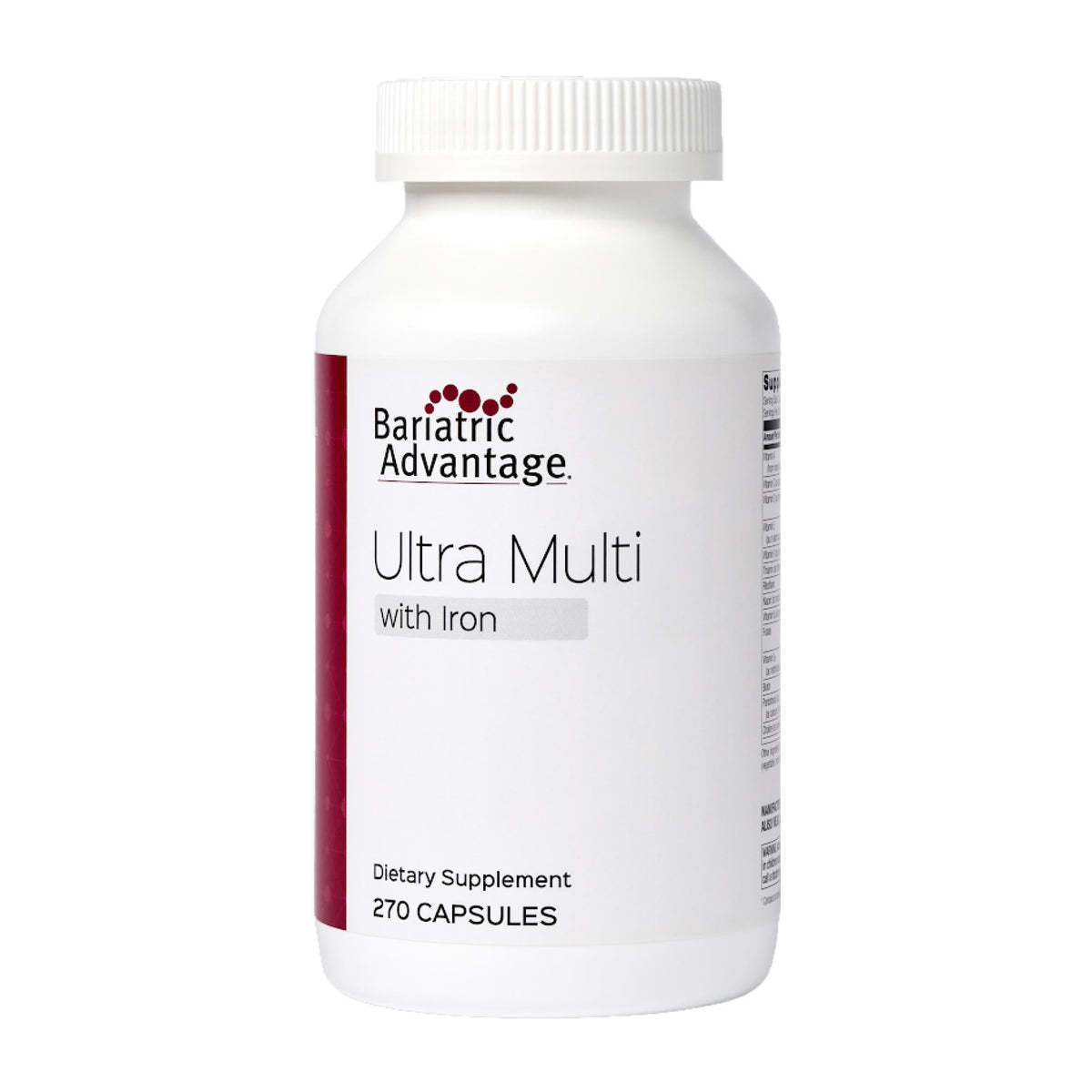 Bariatric Advantage Ultra Multi con hierro: cápsulas para soporte nutricional diario.