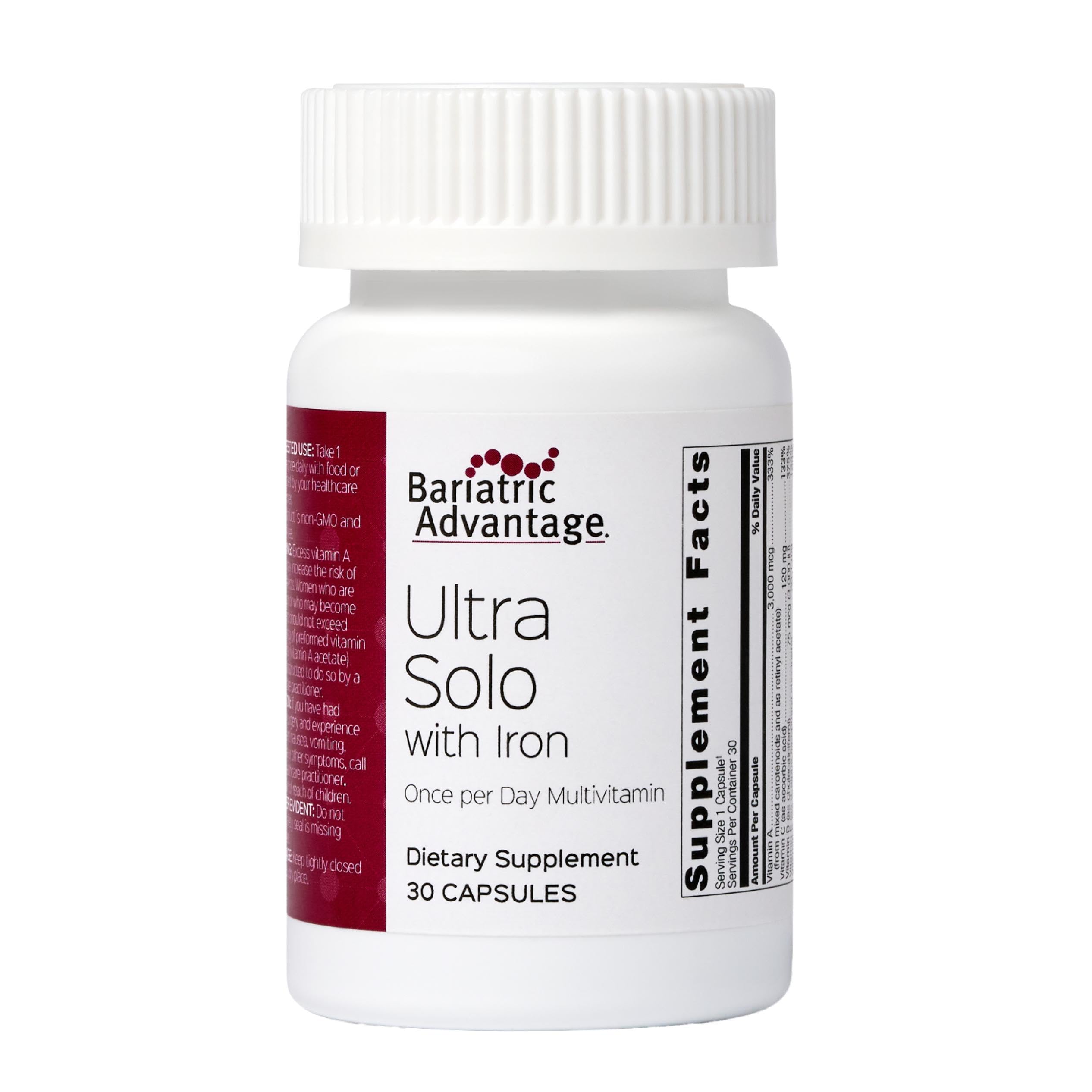 Bariatric Advantage Ultra Solo con Hierro: cápsula diaria para apoyo nutricional.