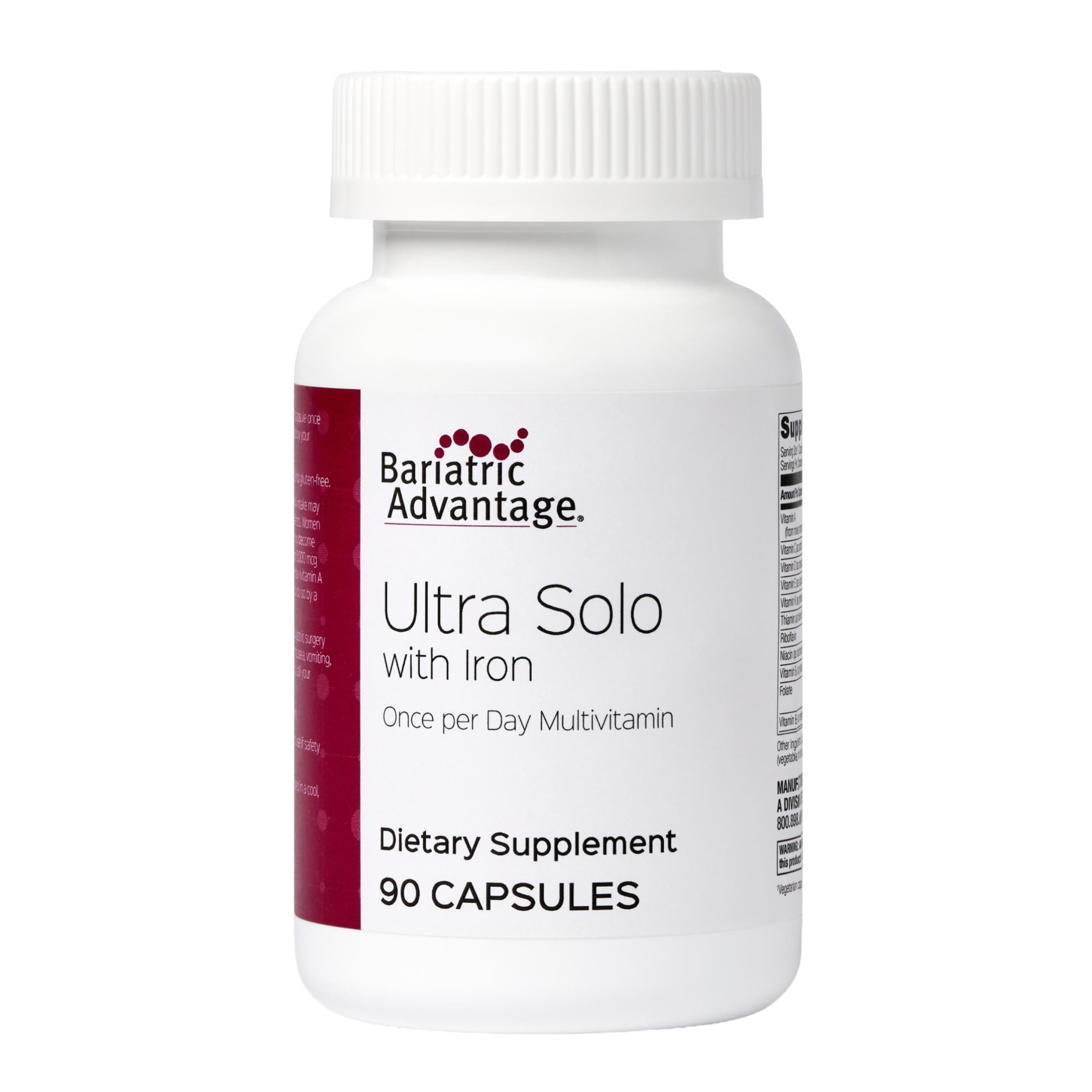 Bariatric Advantage Ultra Solo con Hierro: botella visible para uso diario.