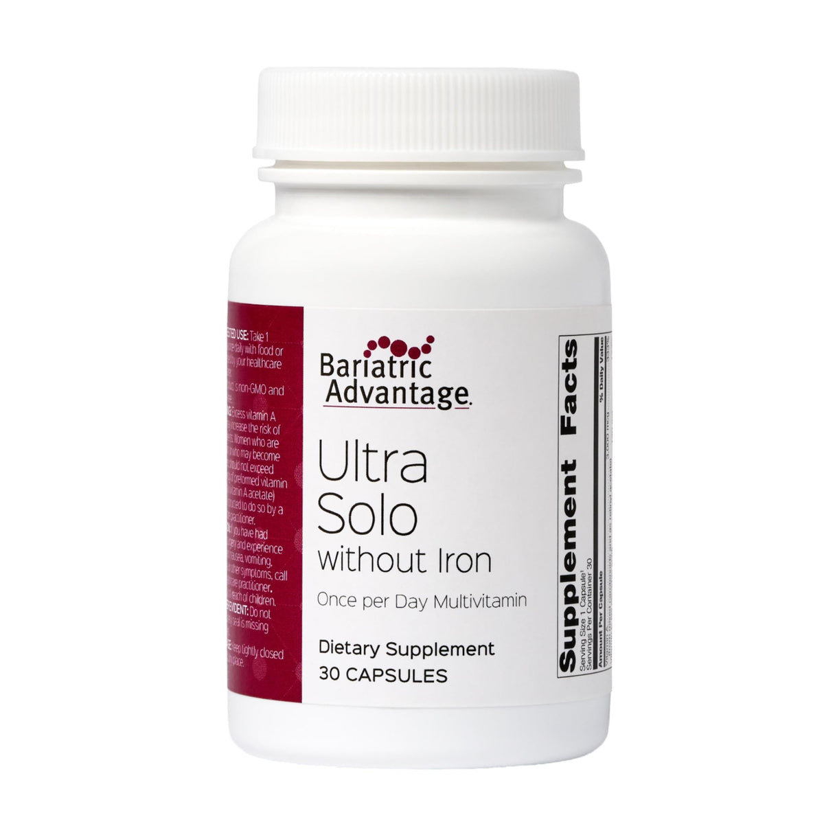 Bariatric Advantage Ultra Solo sin hierro, cápsula diaria para nutrición esencial.