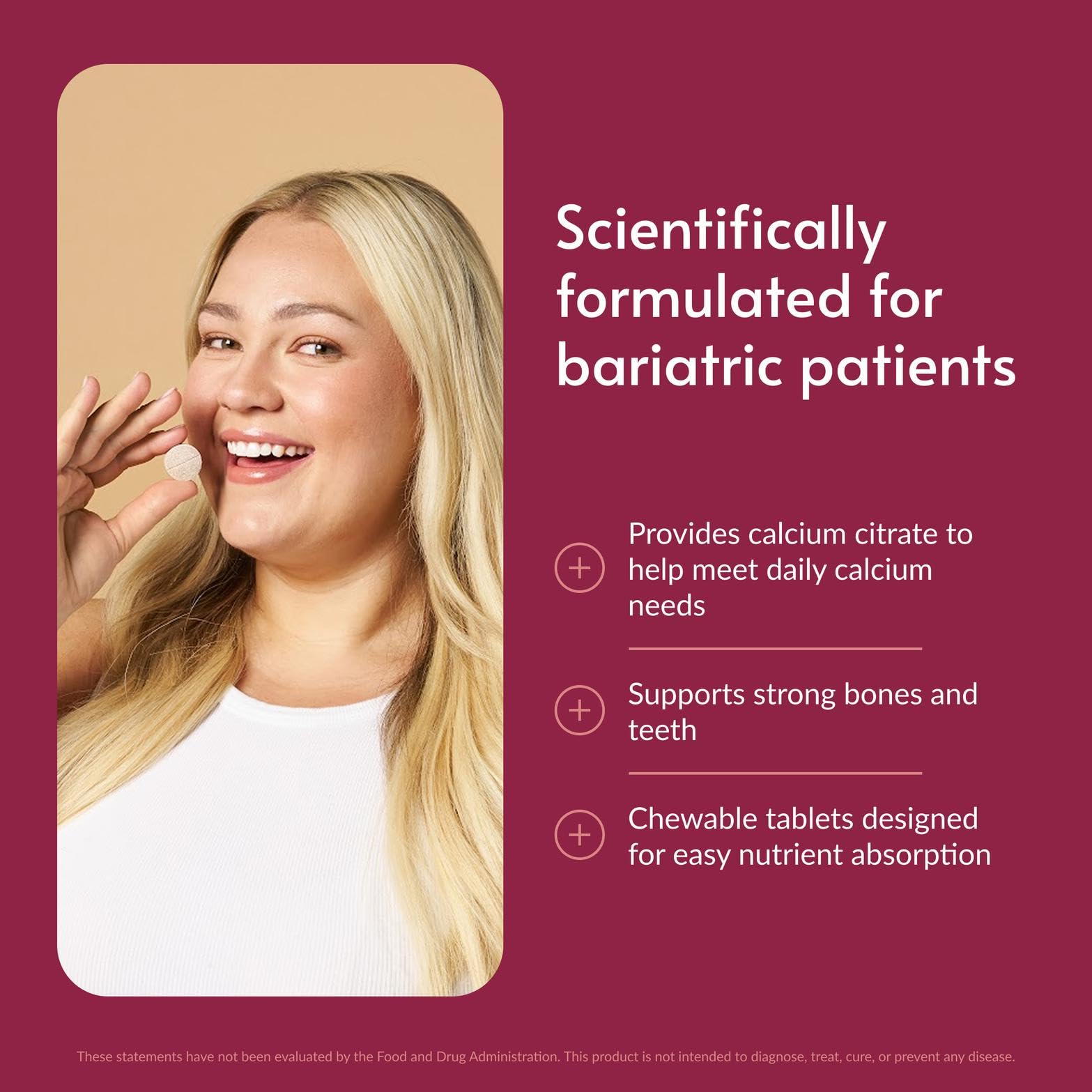 Bariatric Advantage vitamina D3 500 UI para absorción y dientes.