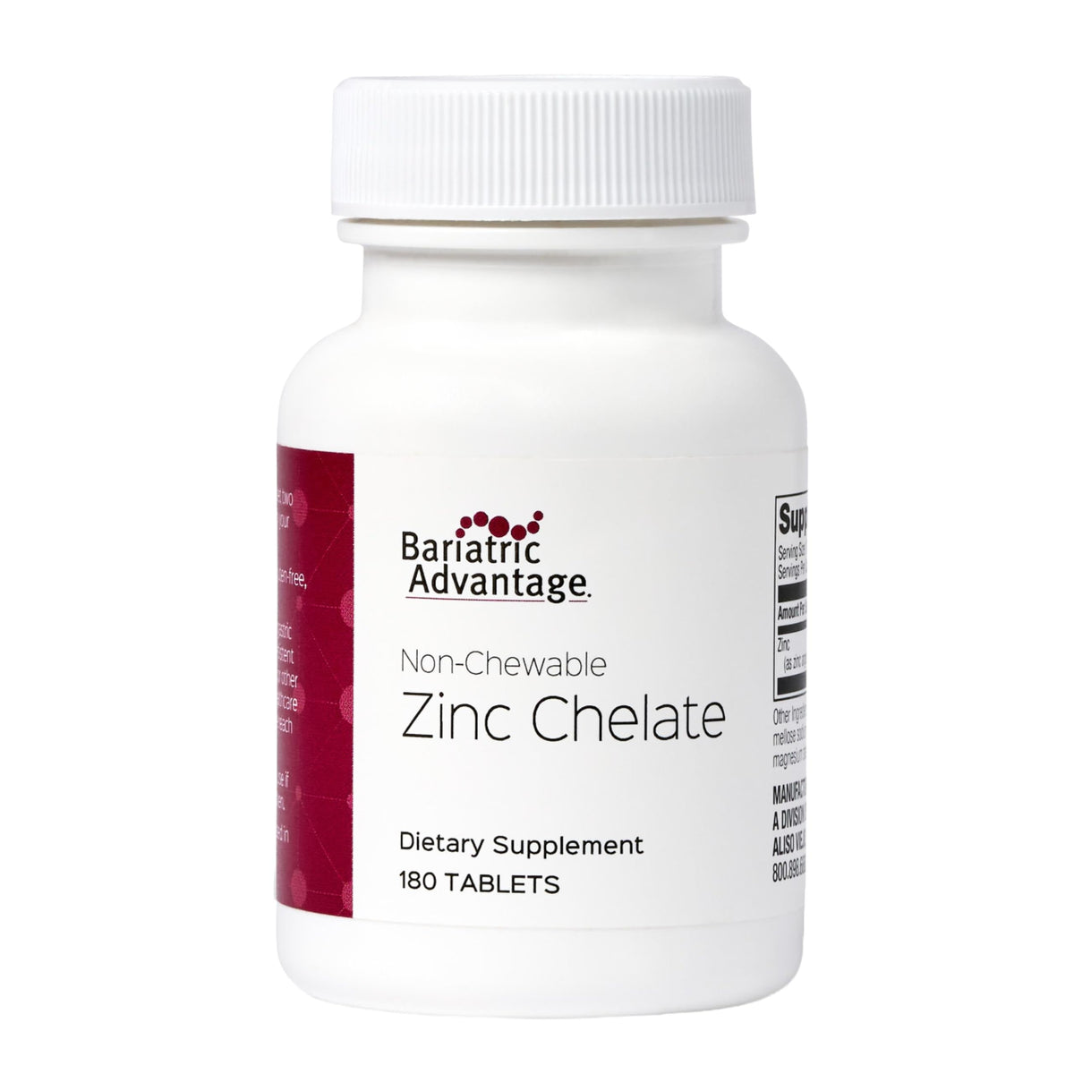 Bariatric Advantage Zinc Chelate: botella para uso diario y conveniencia.