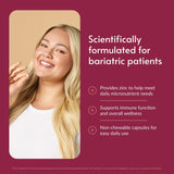 Bariatric Advantage Zinc Chelate: pastillas visibles, opción conveniente en la rutina diaria.