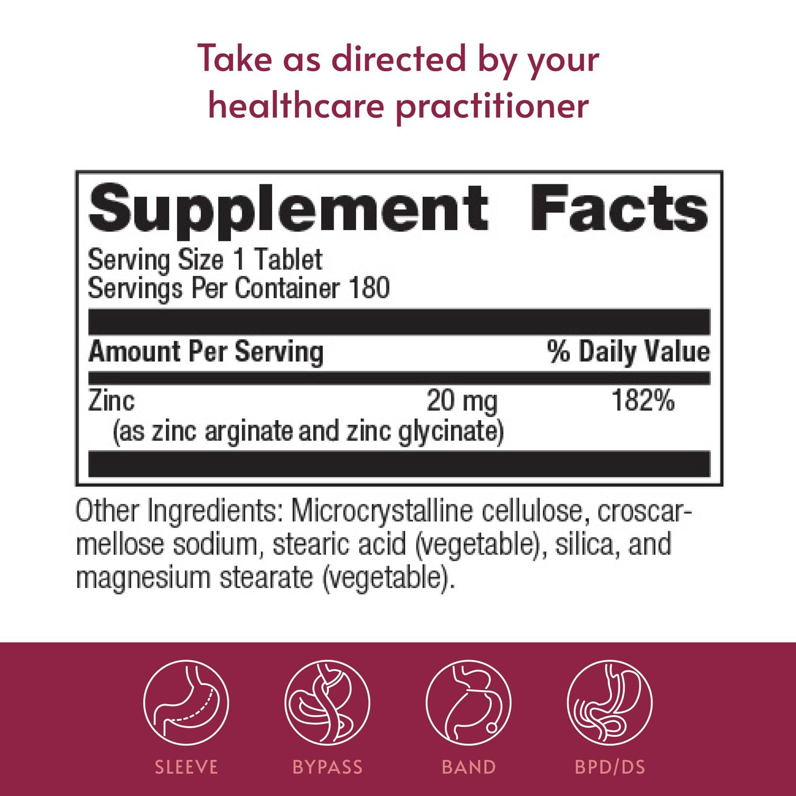 Bariatric Advantage Zinc Chelate: tapa segura para un consumo tranquilo tras cirugía bariátrica.