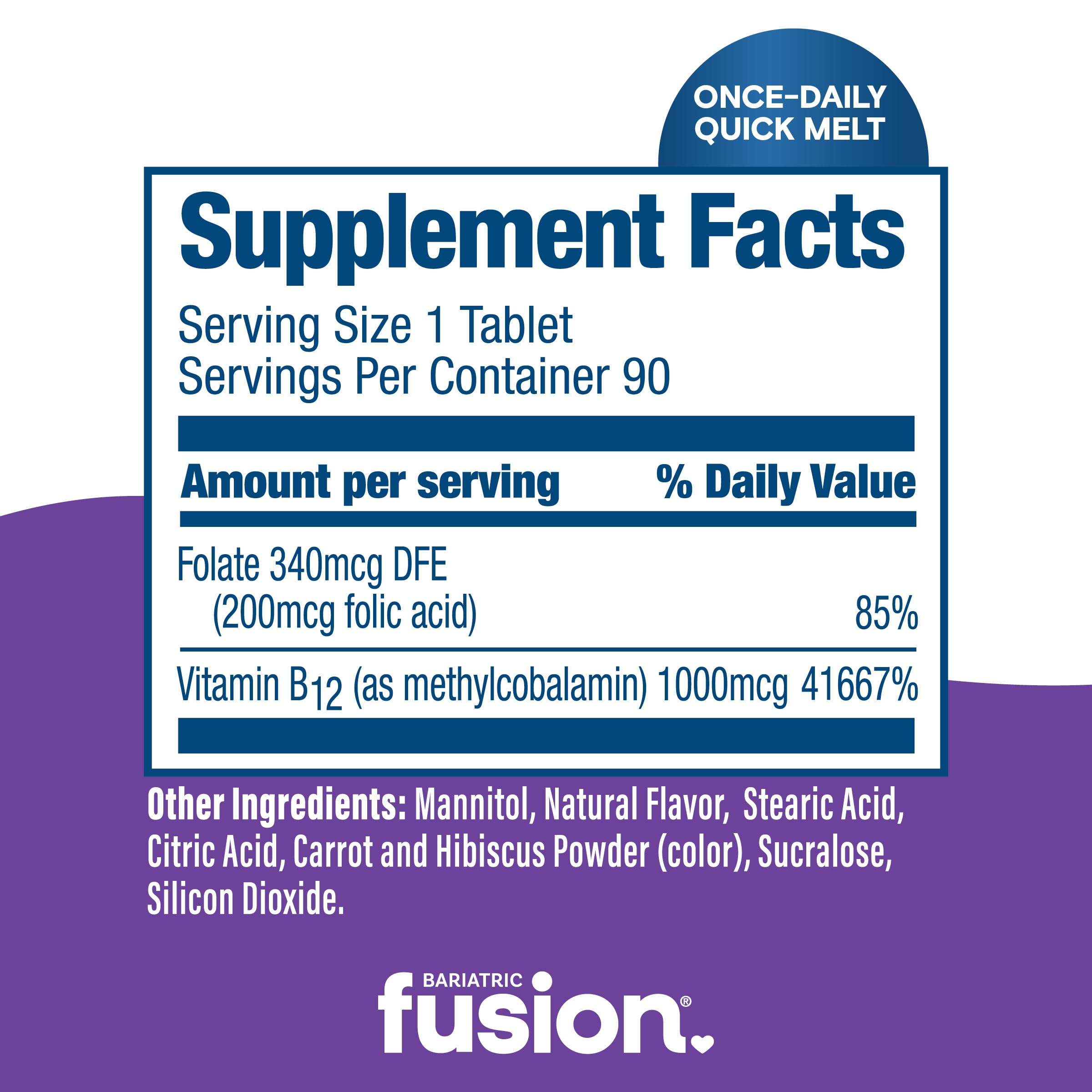 Bariatric Fusion B12 melts 1000 mcg, metilcobalamina de alta potencia