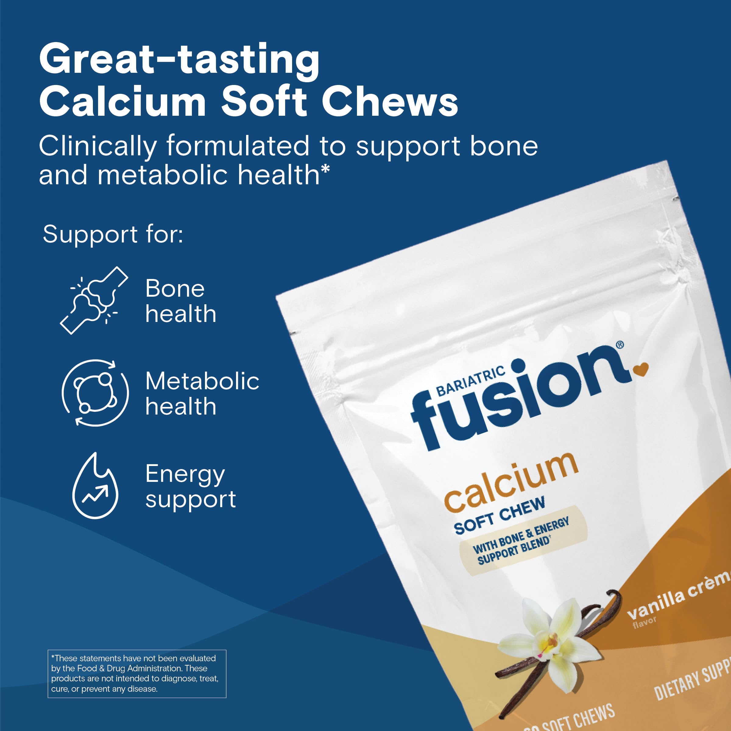 Bariatric Fusion calcio masticables, textura suave para consumo cómodo