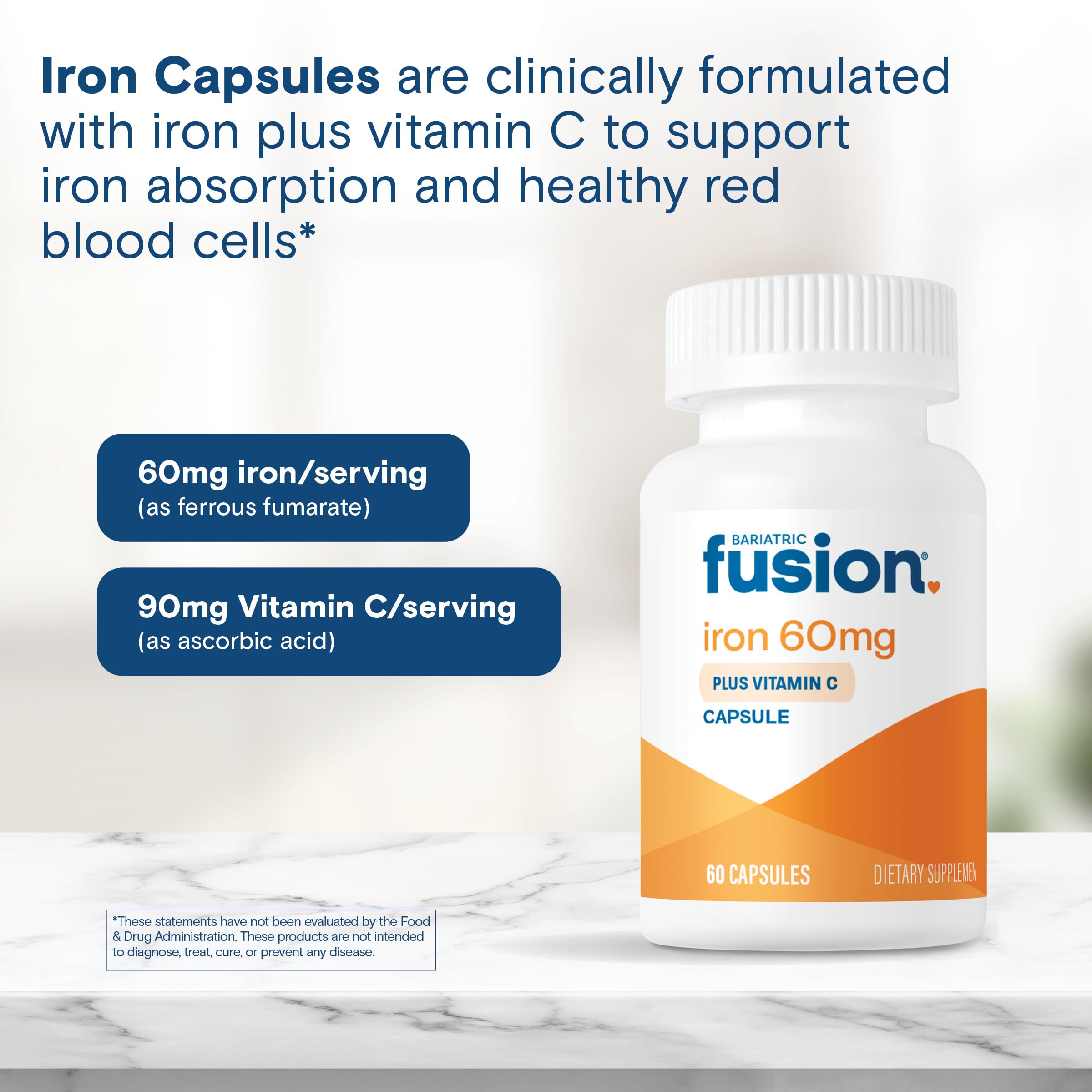 Bariatric Fusion Hierro Sin alérgenos: libre de gluten, leche y soja.