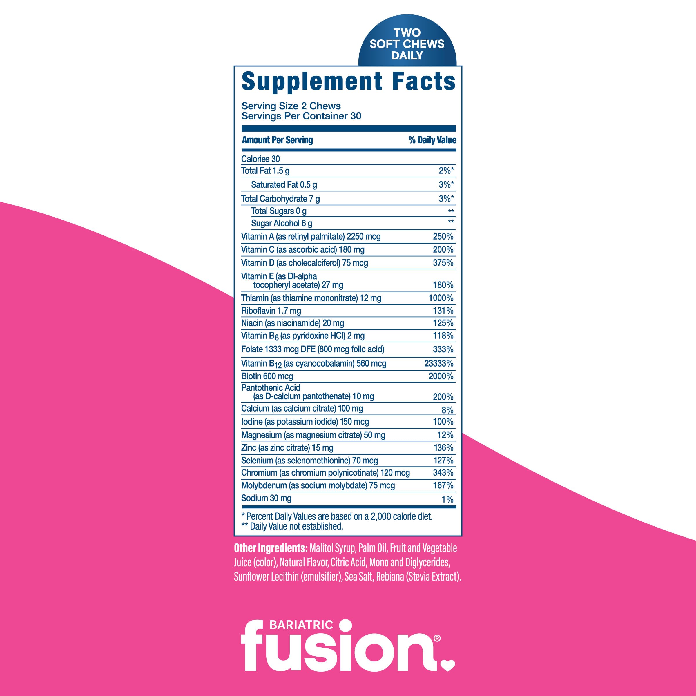 Bariatric Fusion pastilla masticable en empaque individual para llevar.