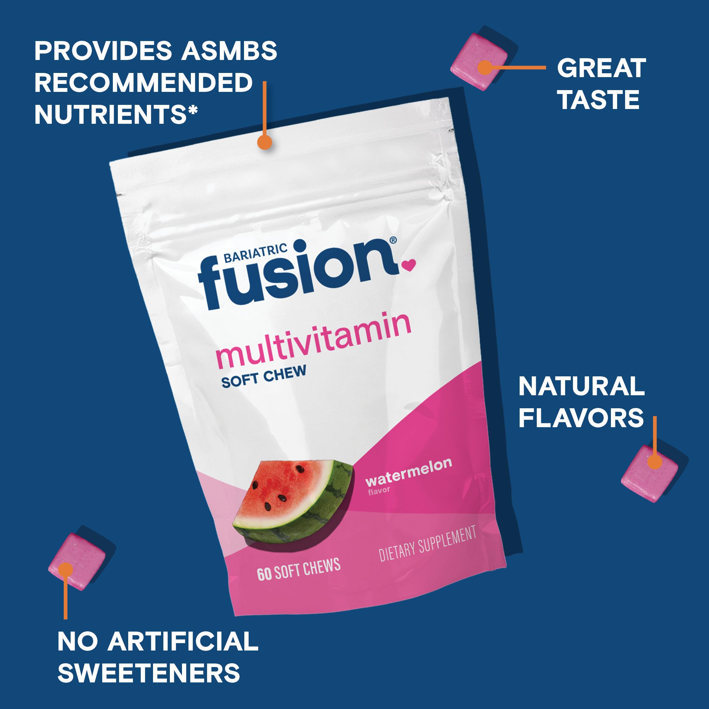 Bariatric Fusion multivitamínico suave, sabor a sandía para consumo diario postoperatorio.