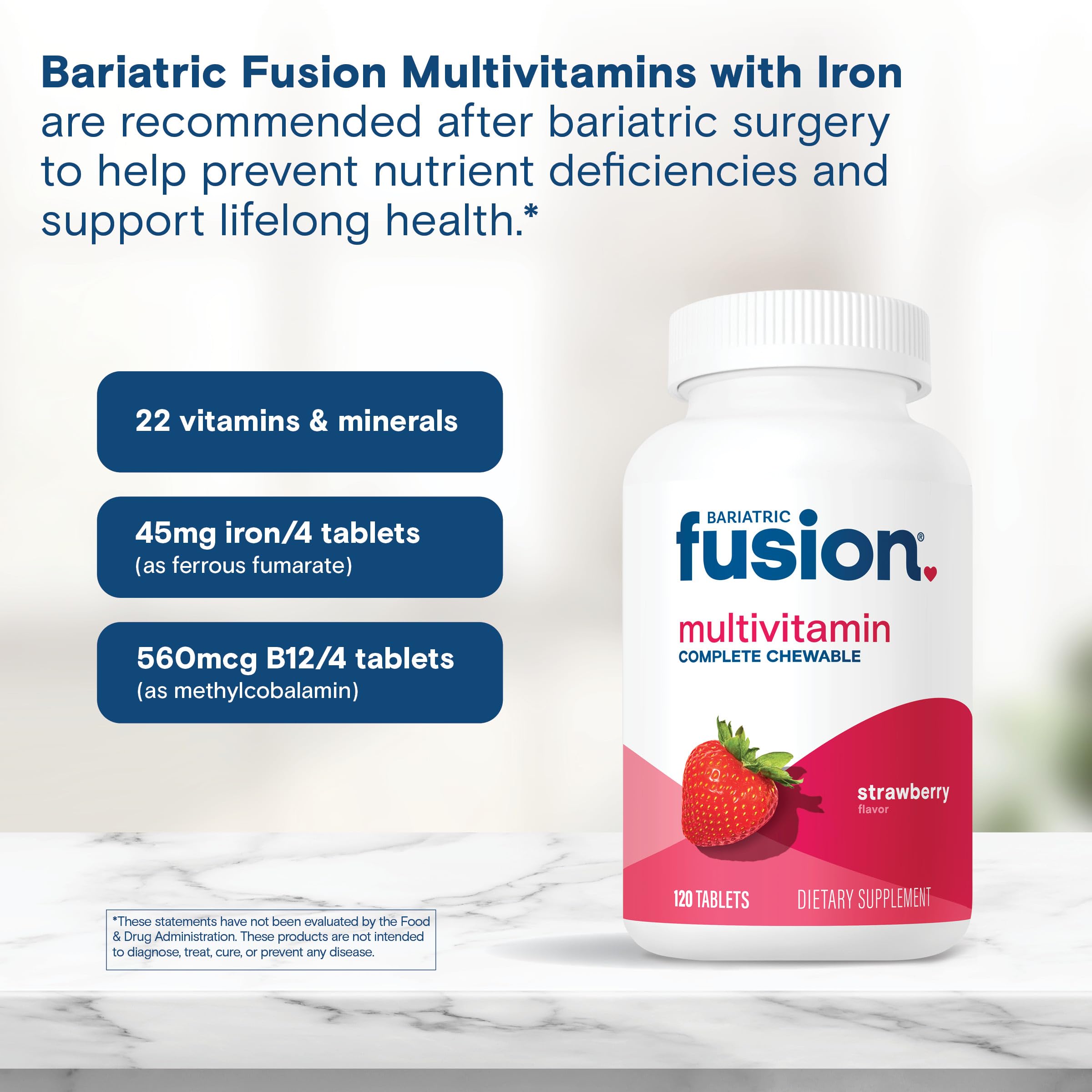 Bariatric Fusion multivitaminos masticables fresa caja: entrega mensual de vitaminas