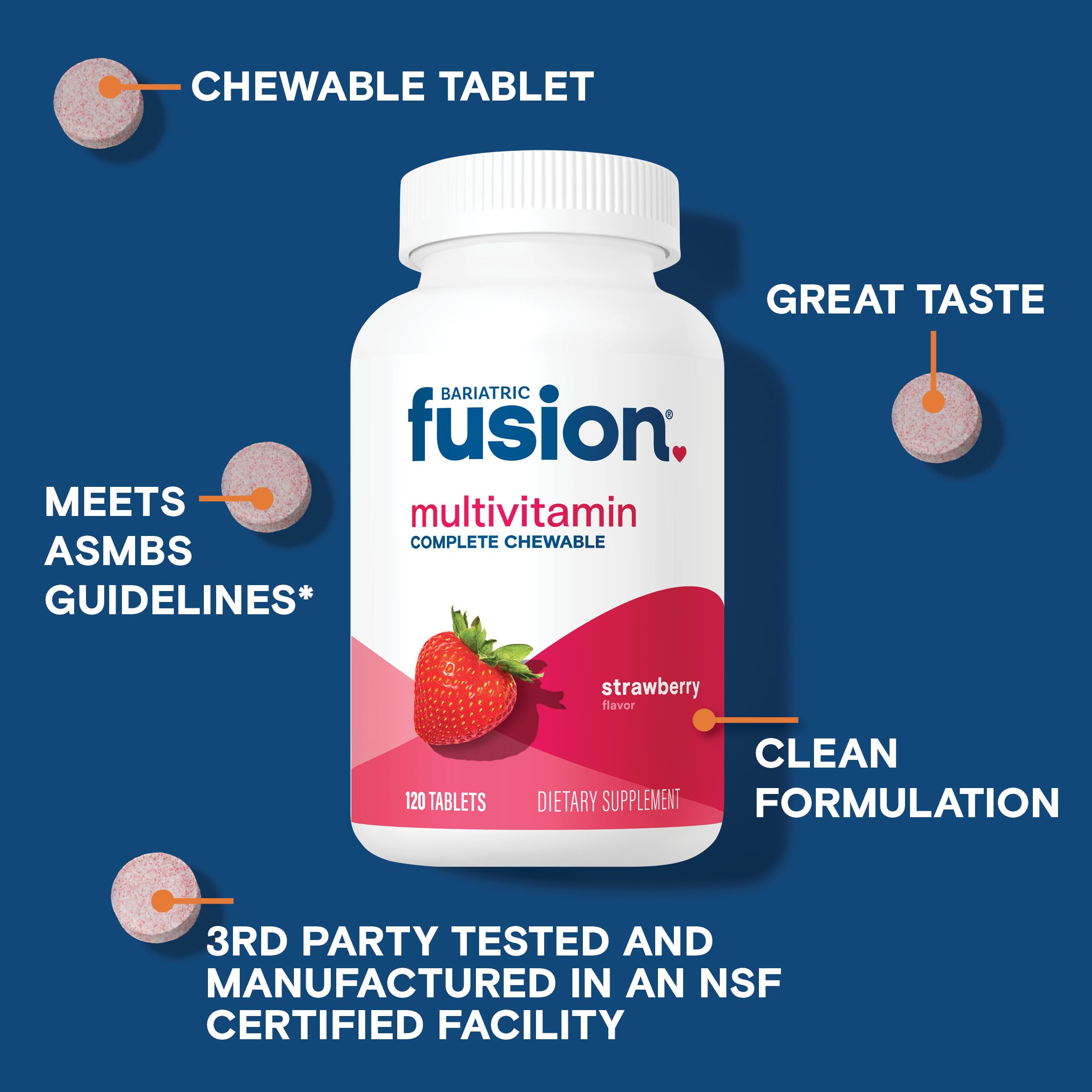Bariatric Fusion multivitaminos masticables fresa dosis diaria: absorción optimizada