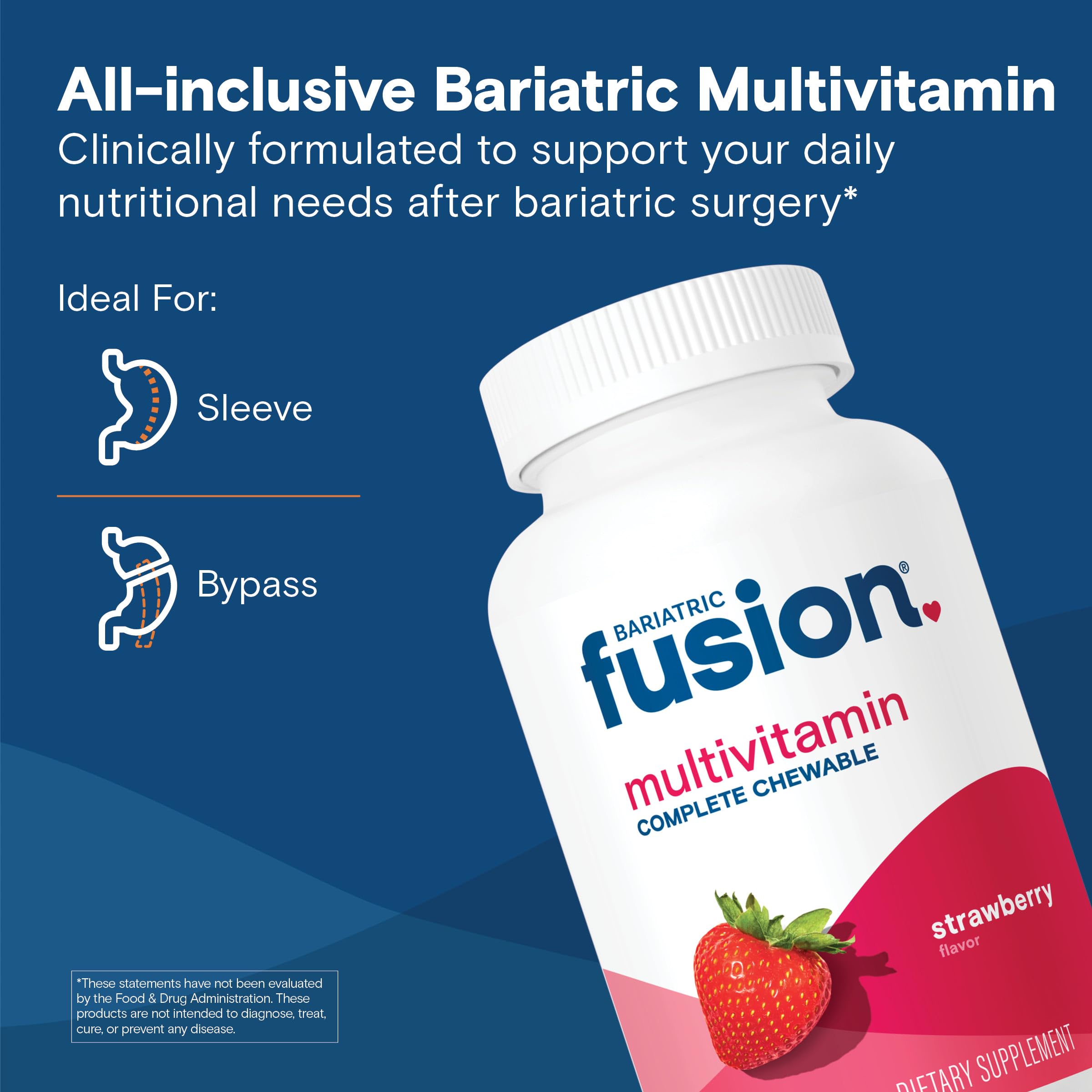 Bariatric Fusion multivitaminos masticables fresa tabletas: dosis diaria para apoyo nutricional