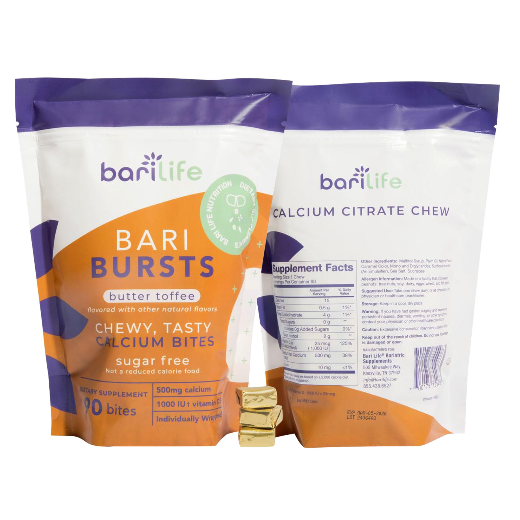 Bari Life BariBurst, bocado calcio sin azúcar para consumo diario.