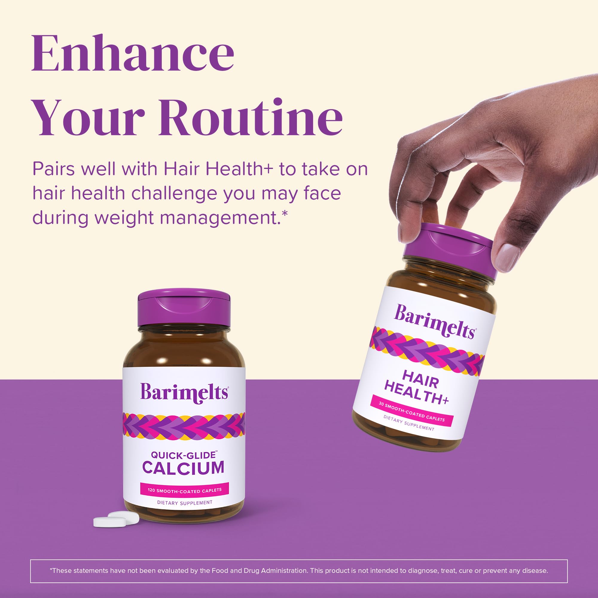 Barimelts Quick-Glide Calcium en presentación de un mes para fácil planificación.