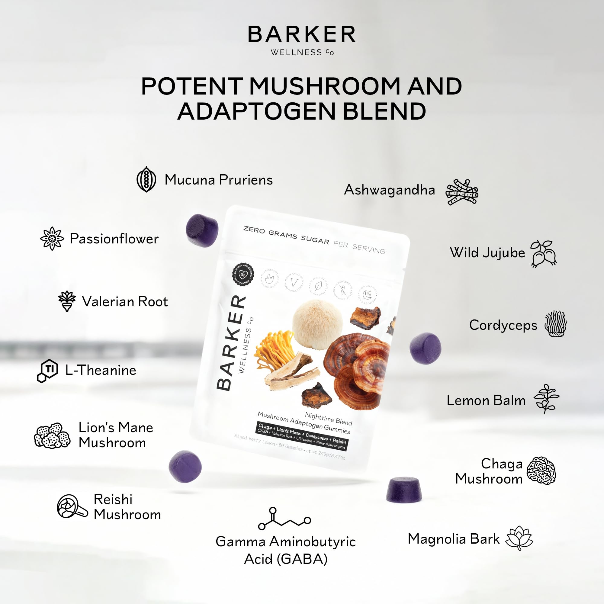 Ambiente relajante con gominolas Barker Wellness antes de dormir.