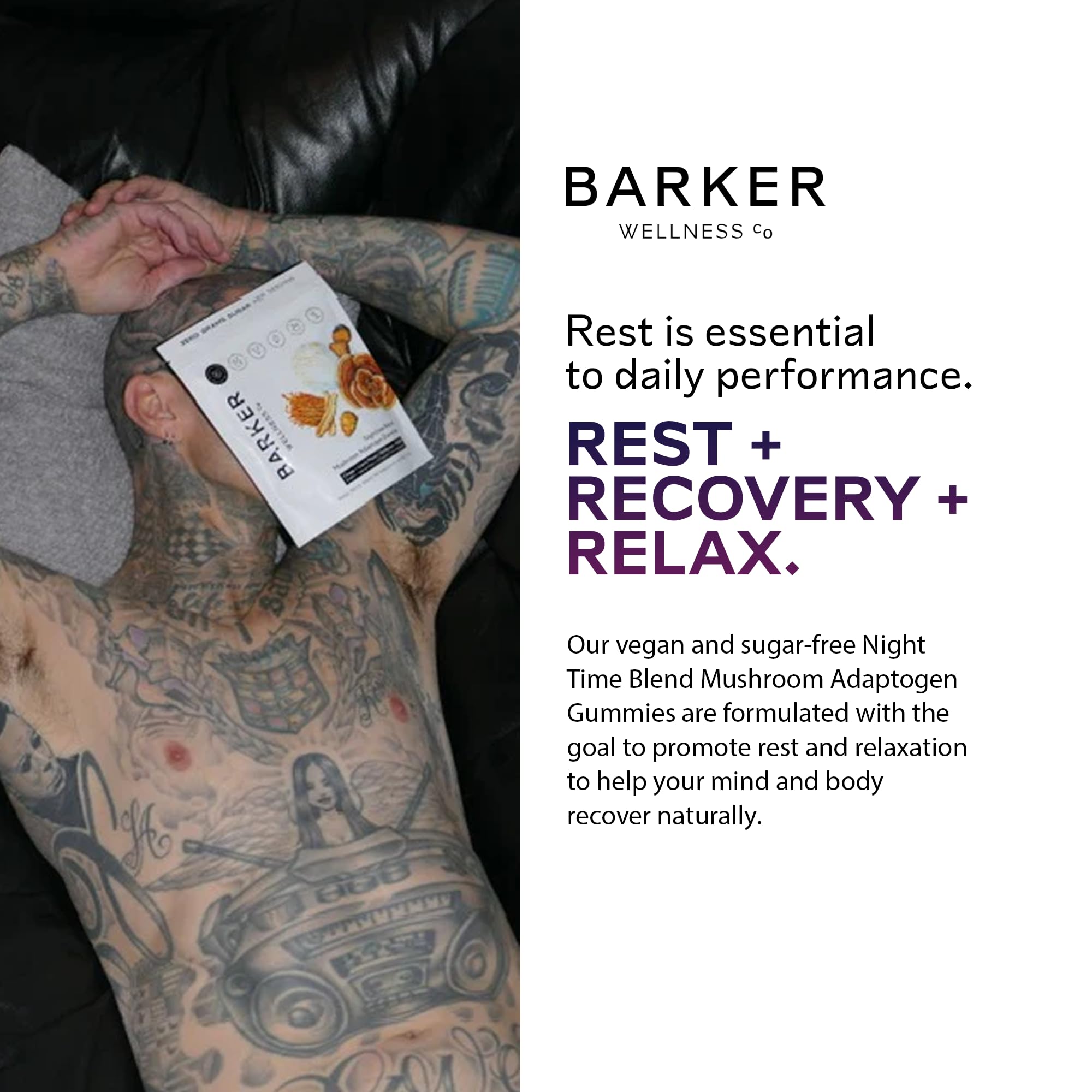 Rutina nocturna con gominolas Barker Wellness para una relajación suave.