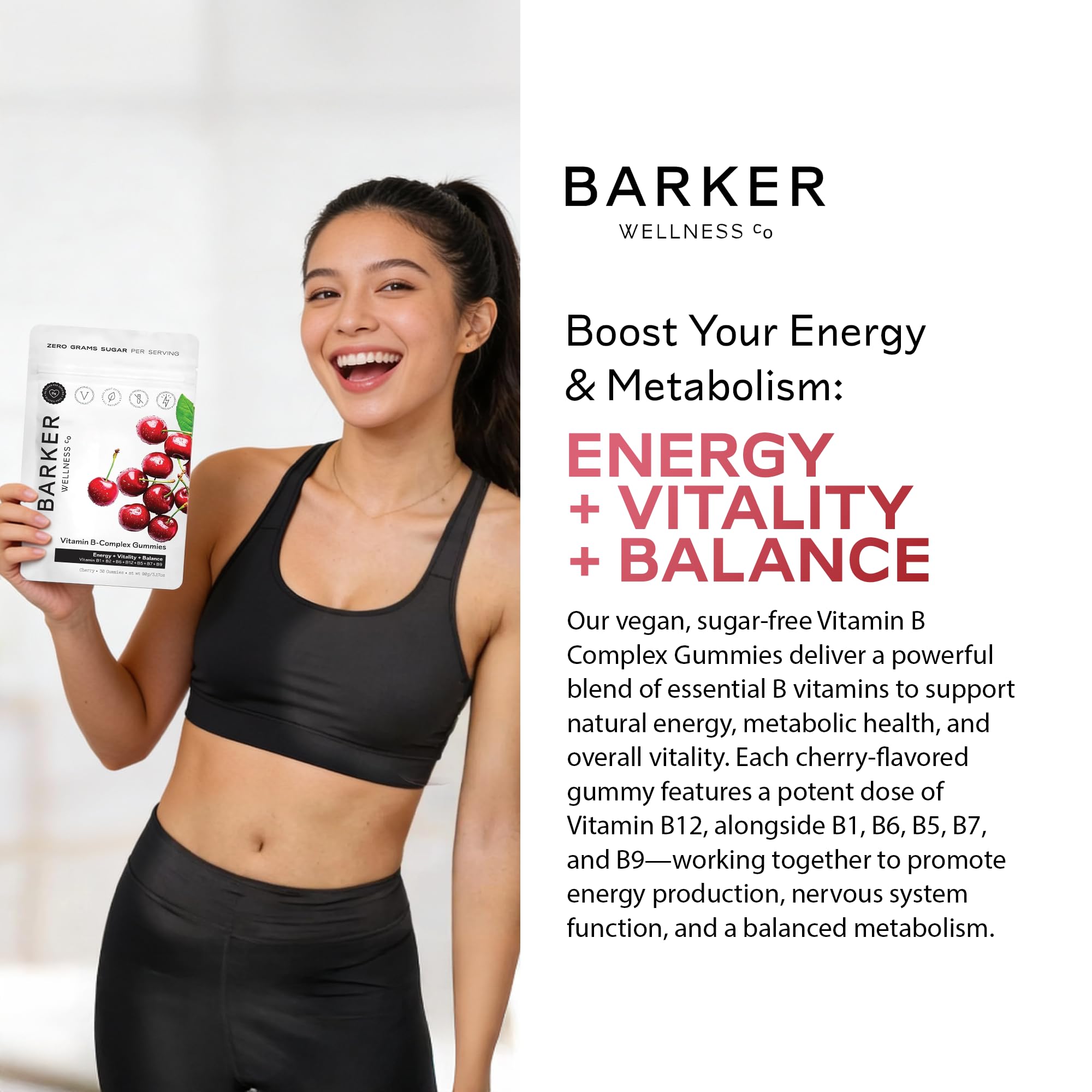 Gomitas veganas Barker Wellness Co, apoyo a la vitalidad diaria.