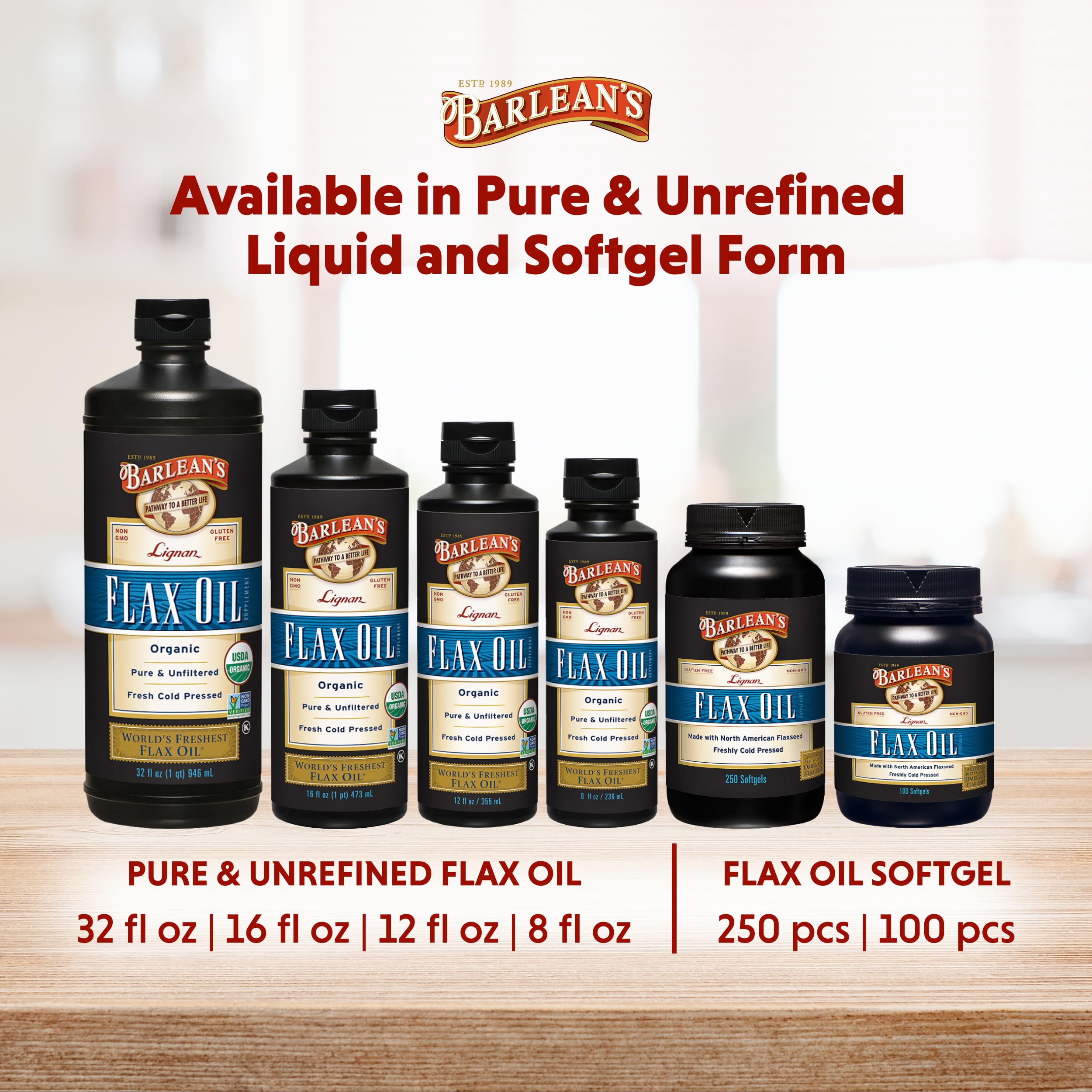 Barlean's Aceite de Linaza para batidos y smoothies, aporta Omega-3