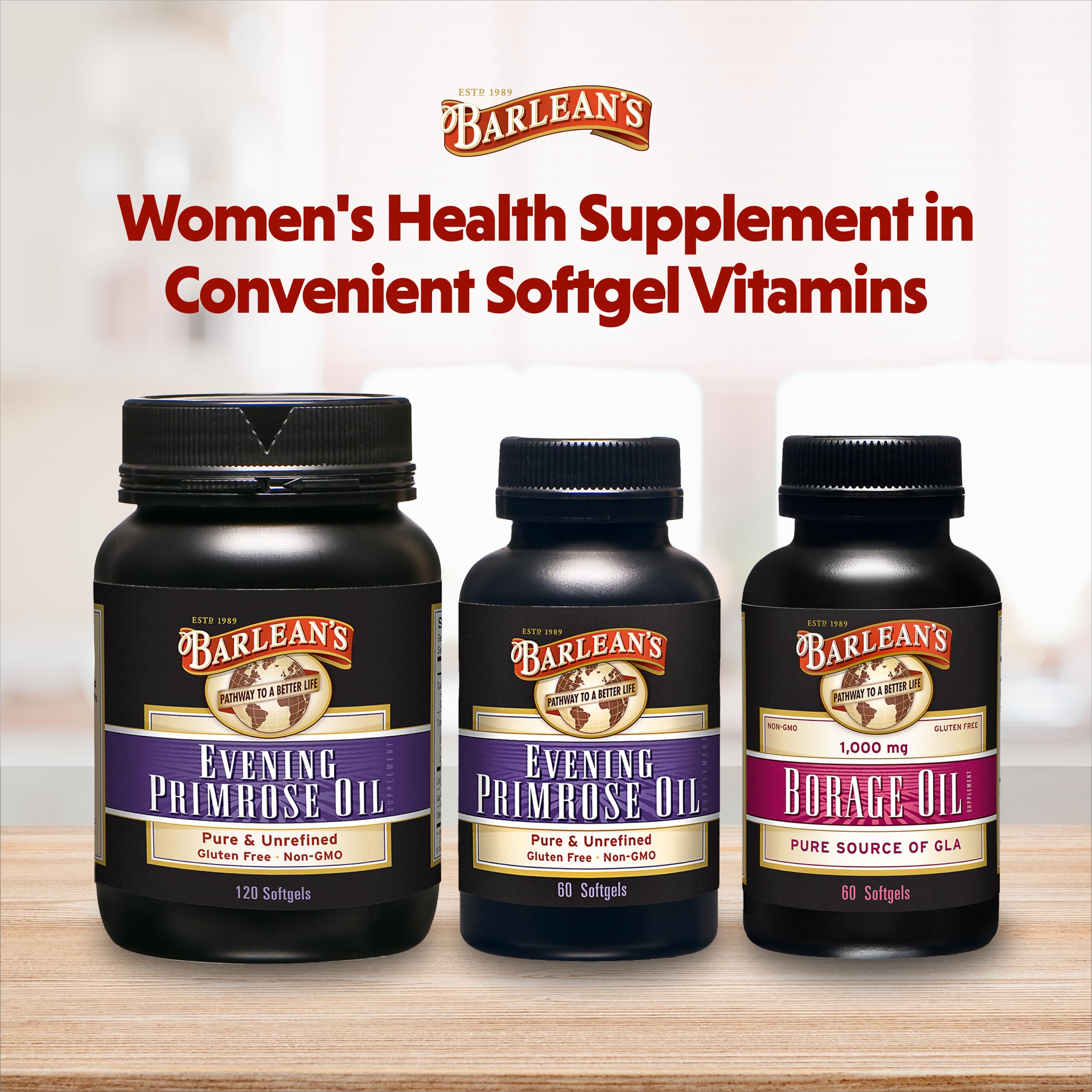 Barlean's Aceite de Onagra, formato compacto para guardar seguro.