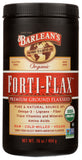 Barlean's Forti-Flax botella vertiendo, rica fuente de Omega 3 para batidos.