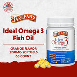 Barlean's Ideal Omega 3 frasco de 60 cápsulas para familias activas.