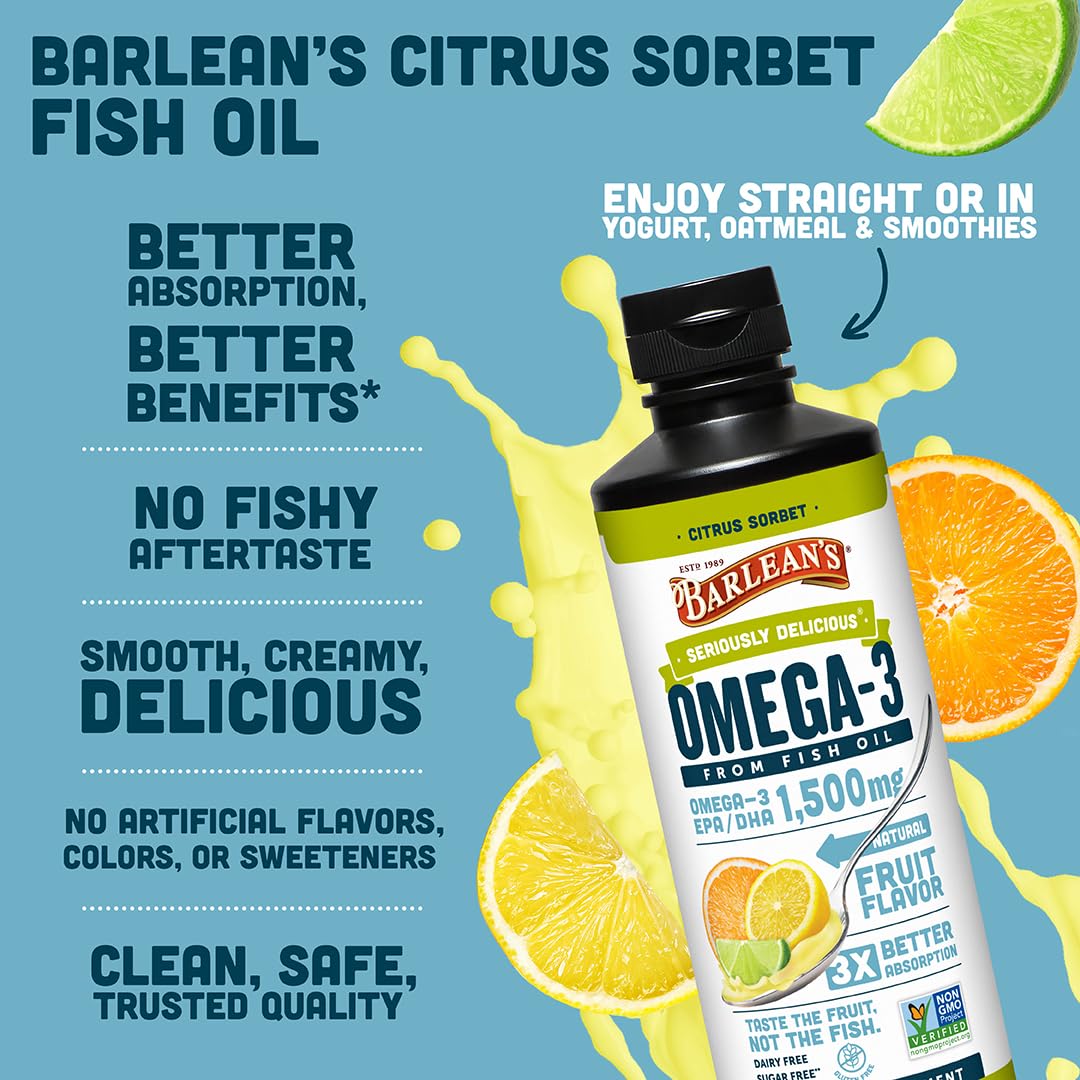 Barlean's Omega 3 vertido en licuado para batido suave