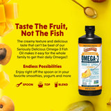 Cucharada diaria de Barlean's Omega-3, fácil de incorporar en yogur o batidos.