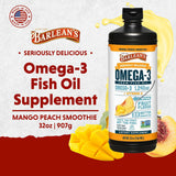 Frasco de Barlean's Omega-3 de 32 oz, práctico para uso diario.