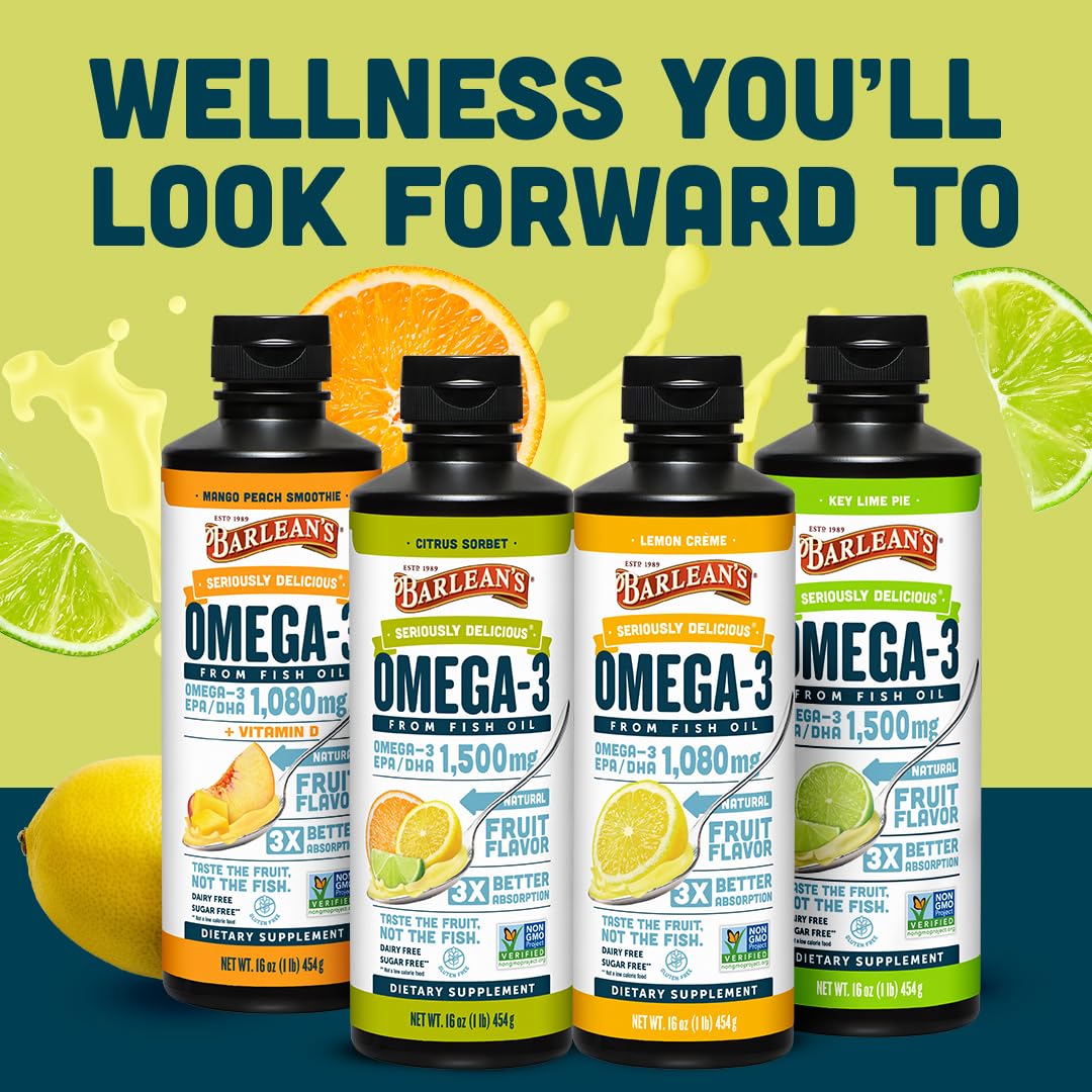 Barlean's Omega 3 vista frontal del frasco para reconocimiento de la marca