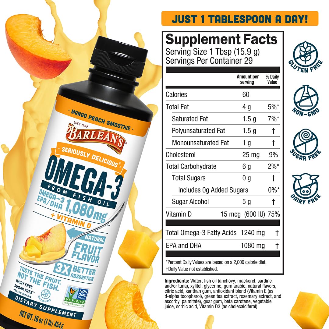Producto no transgénico de Barlean's Omega 3, apto para diversas dietas.
