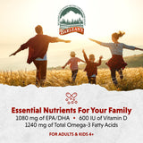 Etiqueta de Barlean's Omega-3 resalta la vitamina D3 para uso diario.