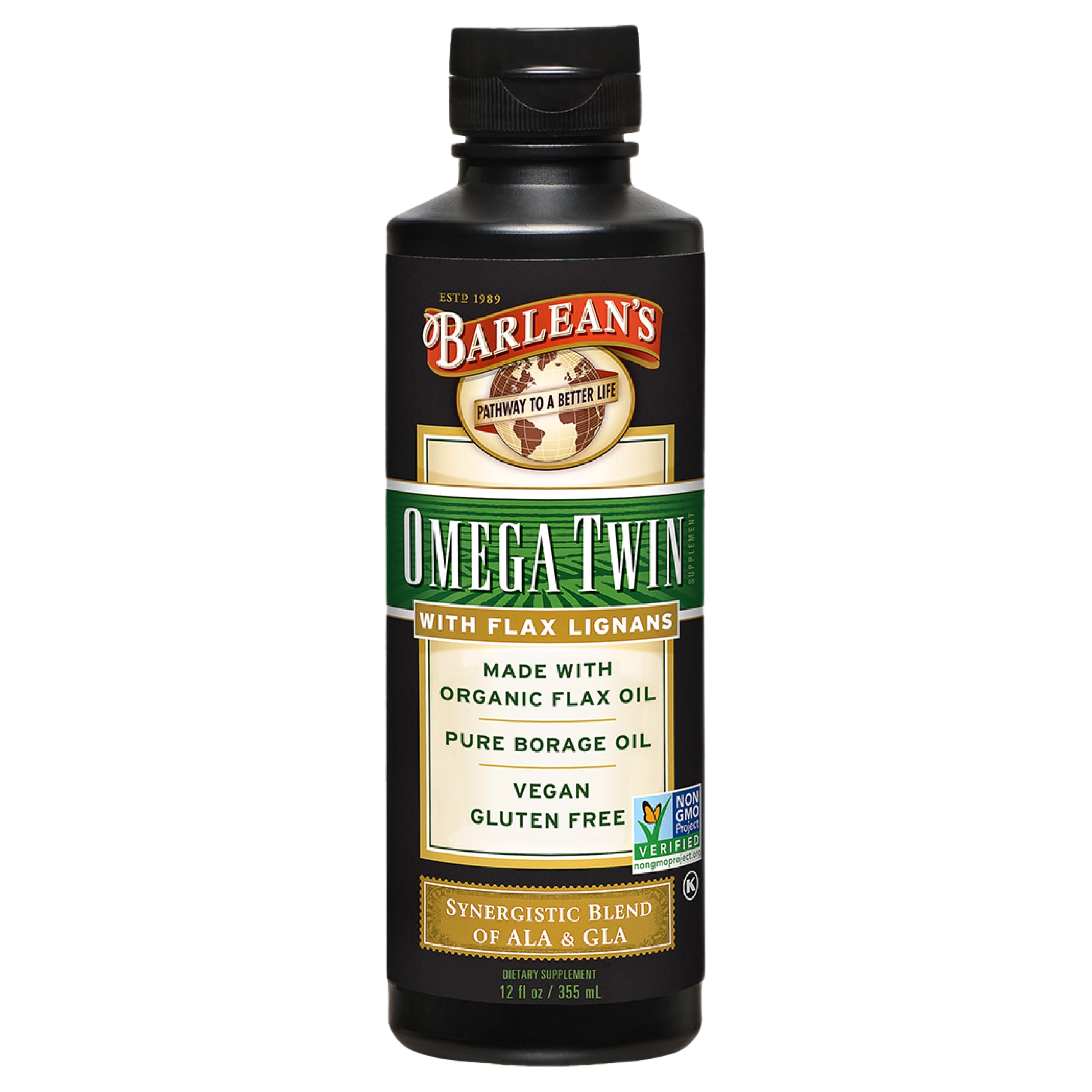 Barlean's Omega Twin bote aceite linaza onagra para enriquecer ensaladas