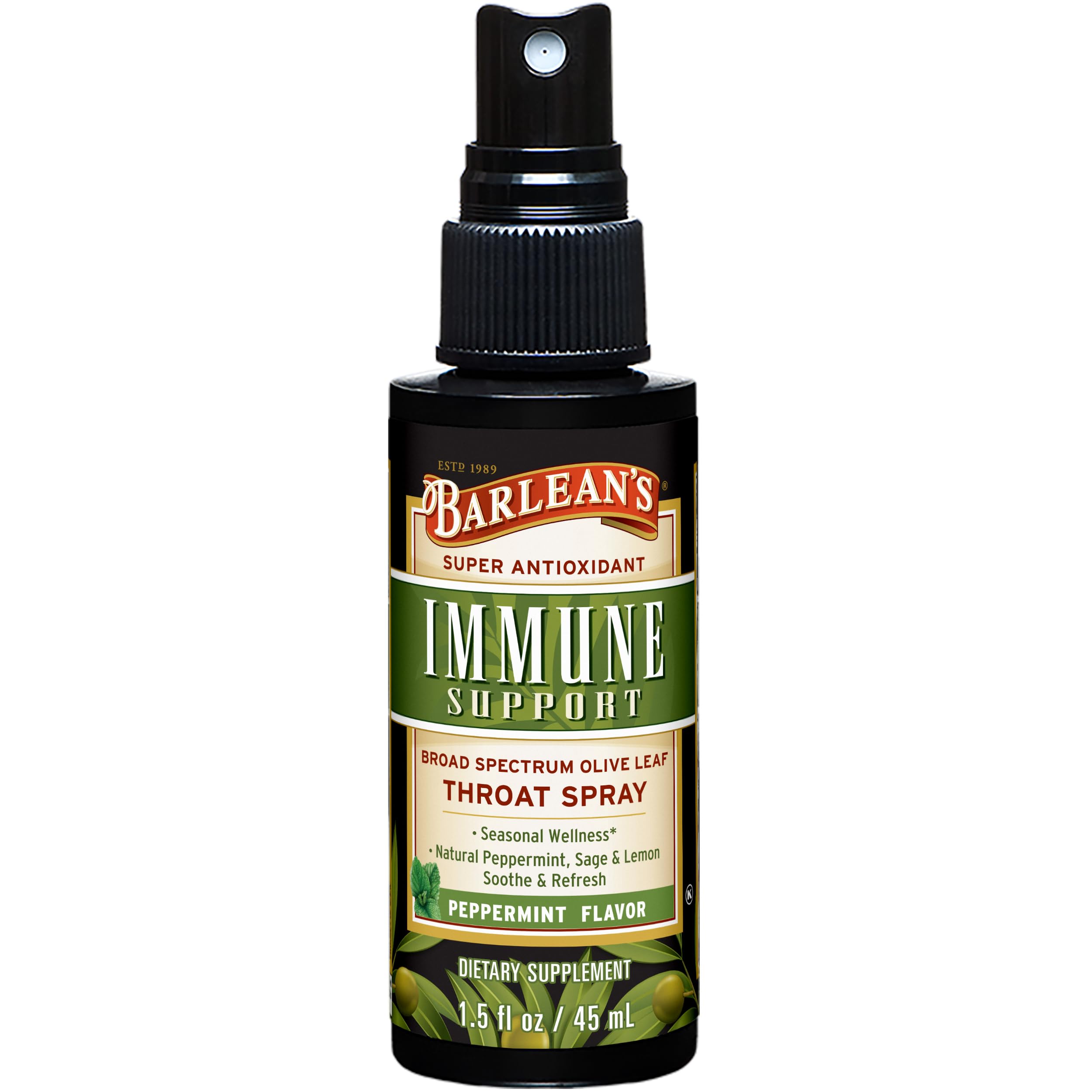 Barlean's spray con hojas de olivo y oleuropeína, ingredientes naturales