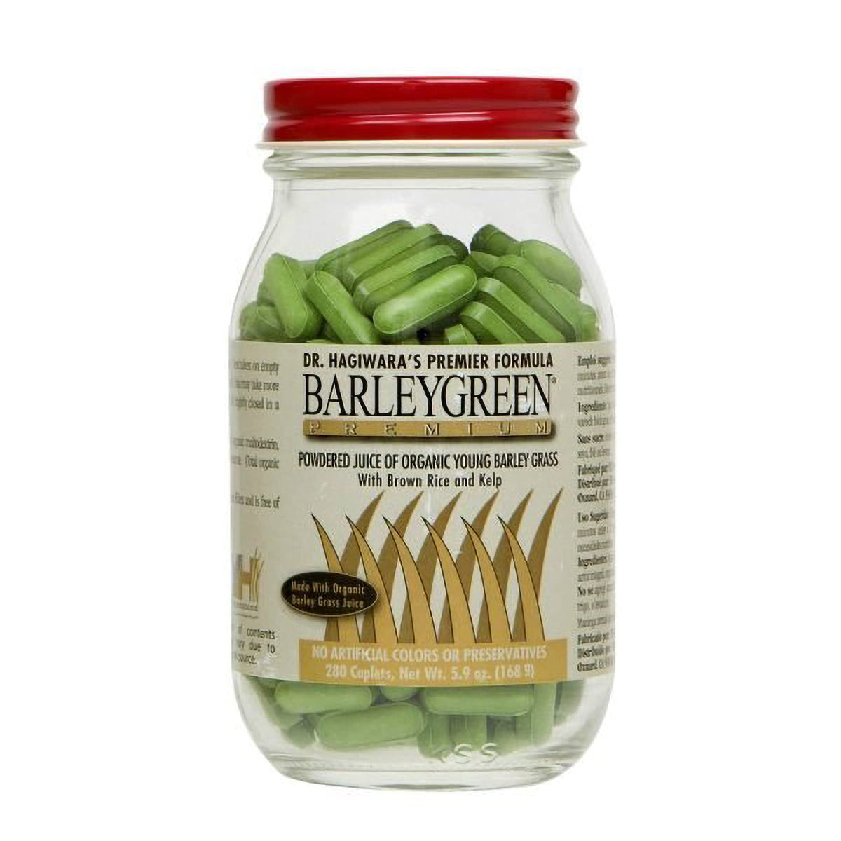BARLEYGREEN pastillas dentro de una botella de 280, opción conveniente para ingesta diaria.
