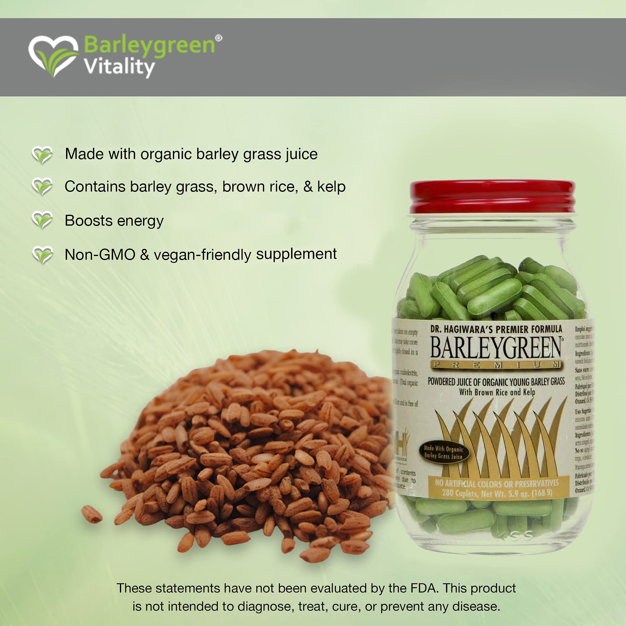 BARLEYGREEN hierba de cebada, ingrediente clave para vitaminas y enzimas.