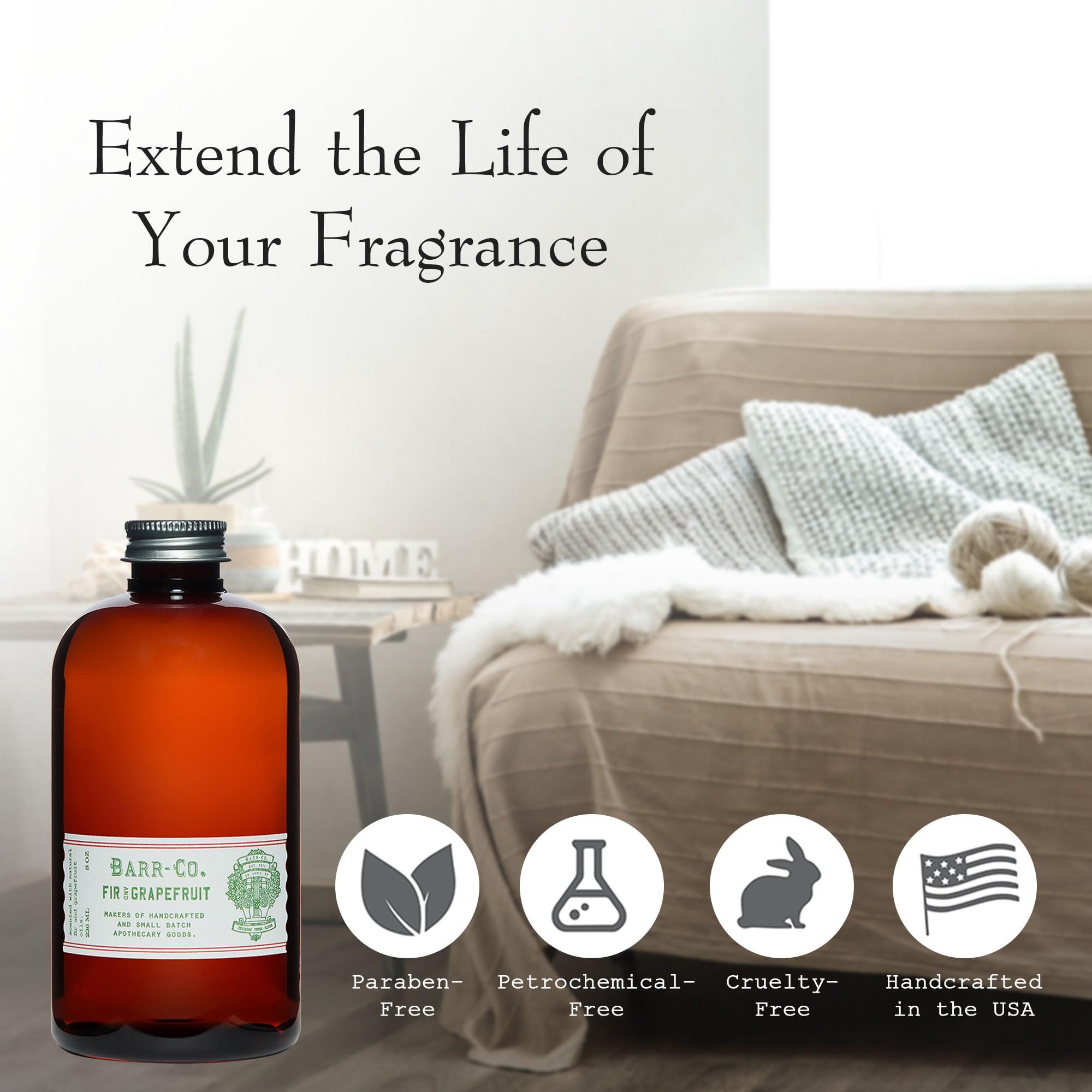 Barr Co. recambio difusor aroma cítrico-madera para habitaciones limpias y aromatizadas.