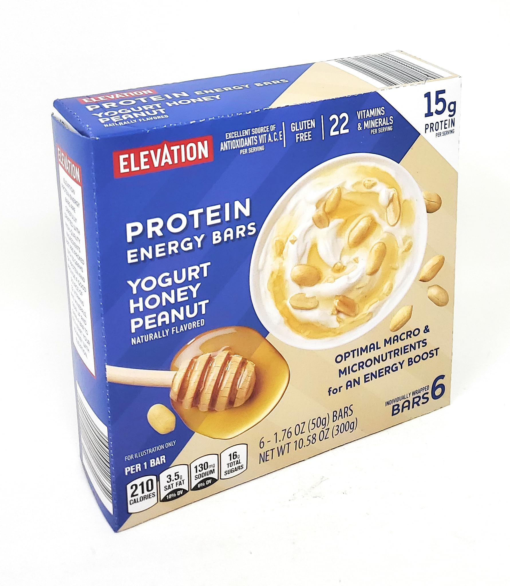 Producto barra energética Yogur Miel Cacahuete en empaque, snack saludable para energía diaria.