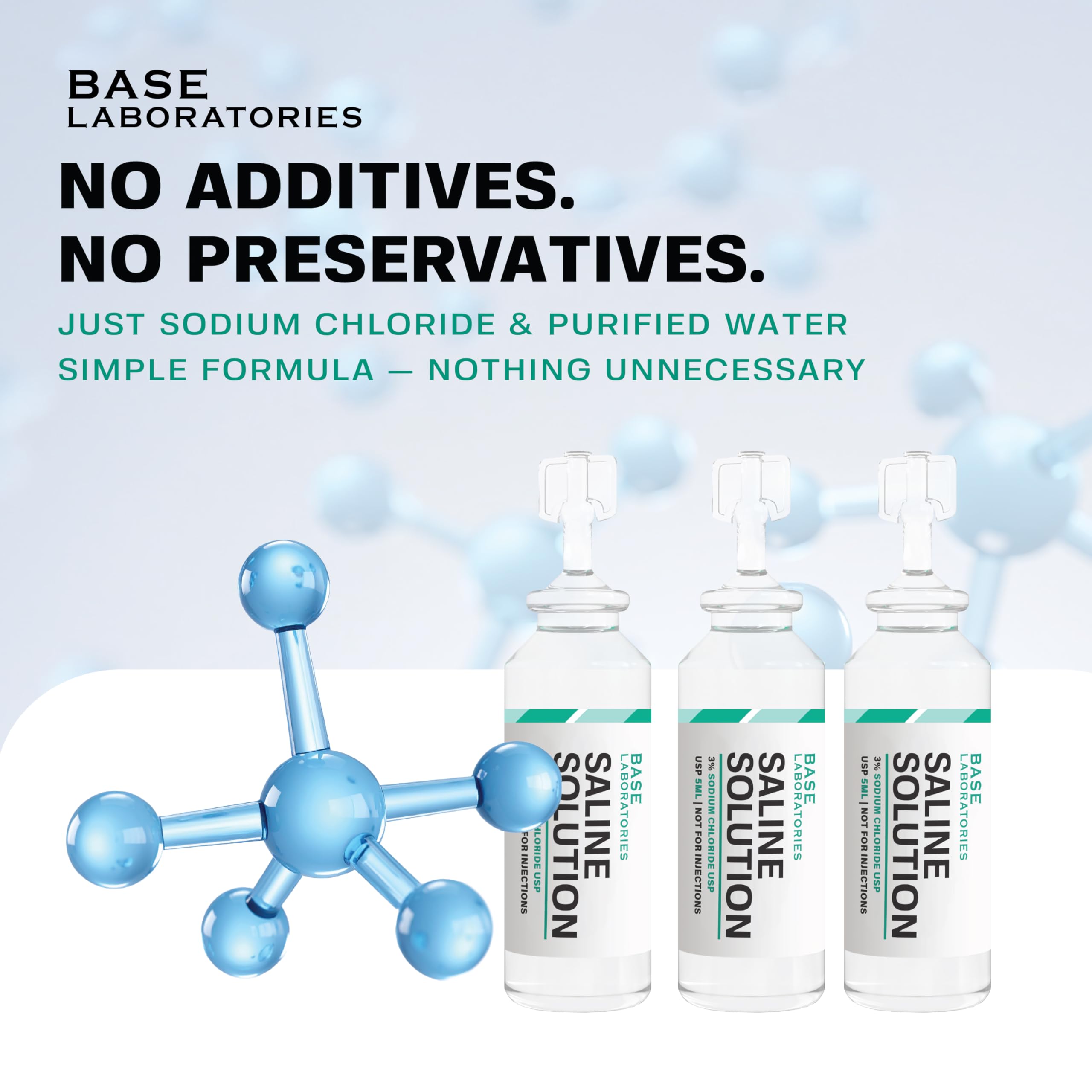 BASE LABORATORIES Dos ingredientes simples: agua y sal marina.