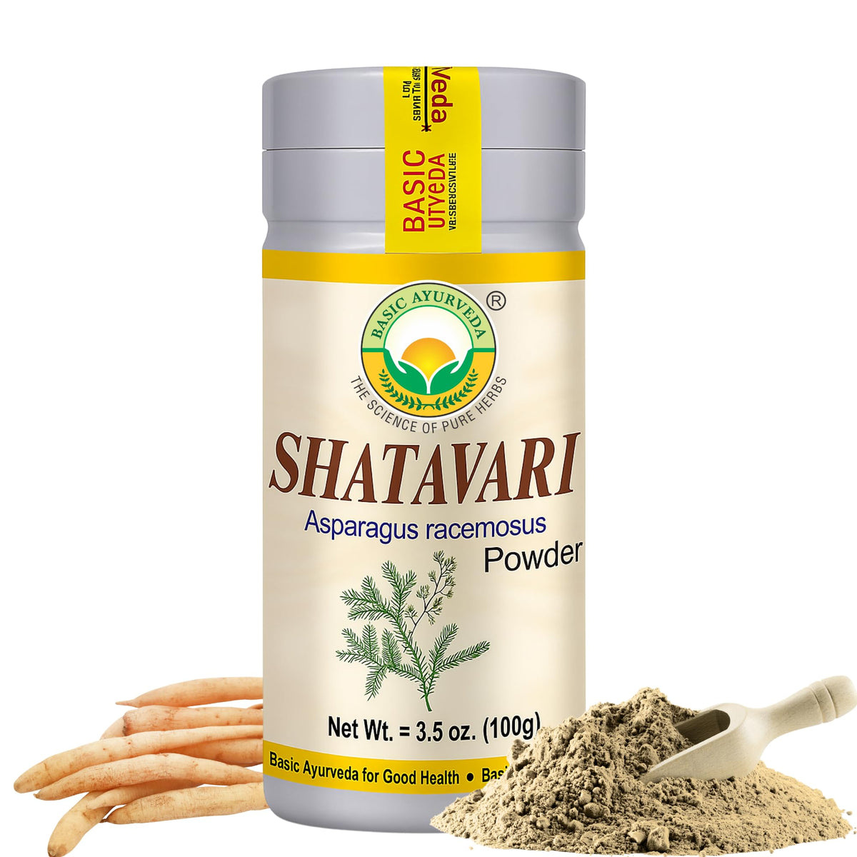 BASIC AYURVEDA Shatavari polvo de raíz para mezclar en bebidas y tés