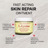 Basic Brands L-Lisina, uso en labios para sequedad y grietas.