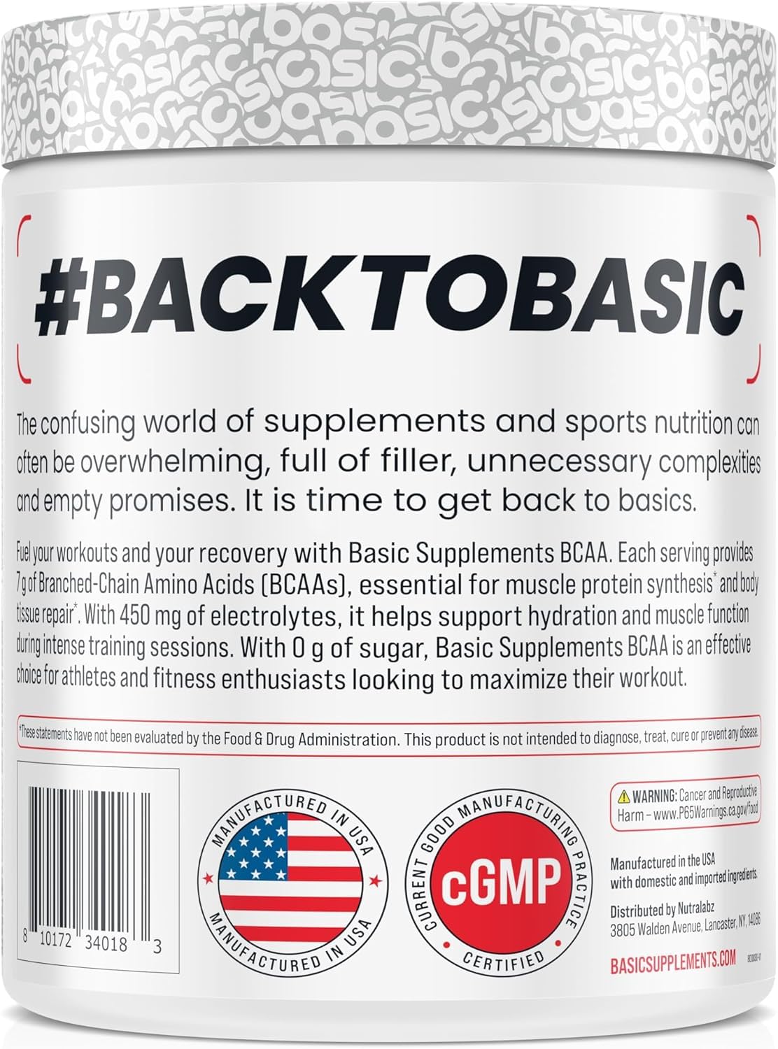 BASIC SUPPLEMENTS BCAA EN POLVO se mezcla fácilmente en agua para entrenamientos.