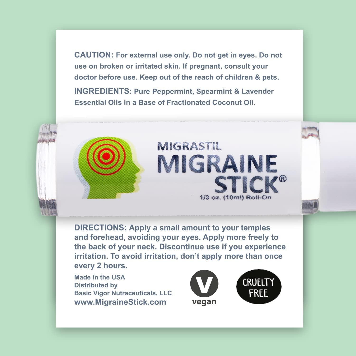 Migrastil con rodillo metálico para un tratamiento suave.