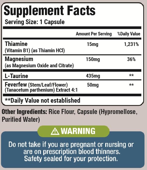 Basic Vigor Migrastil, ingredientes clave, magnesio para apoyar la función cerebral.