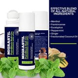 Migrastil PainBlock roll-on: aplicador preciso para hombros, cuello y espalda.