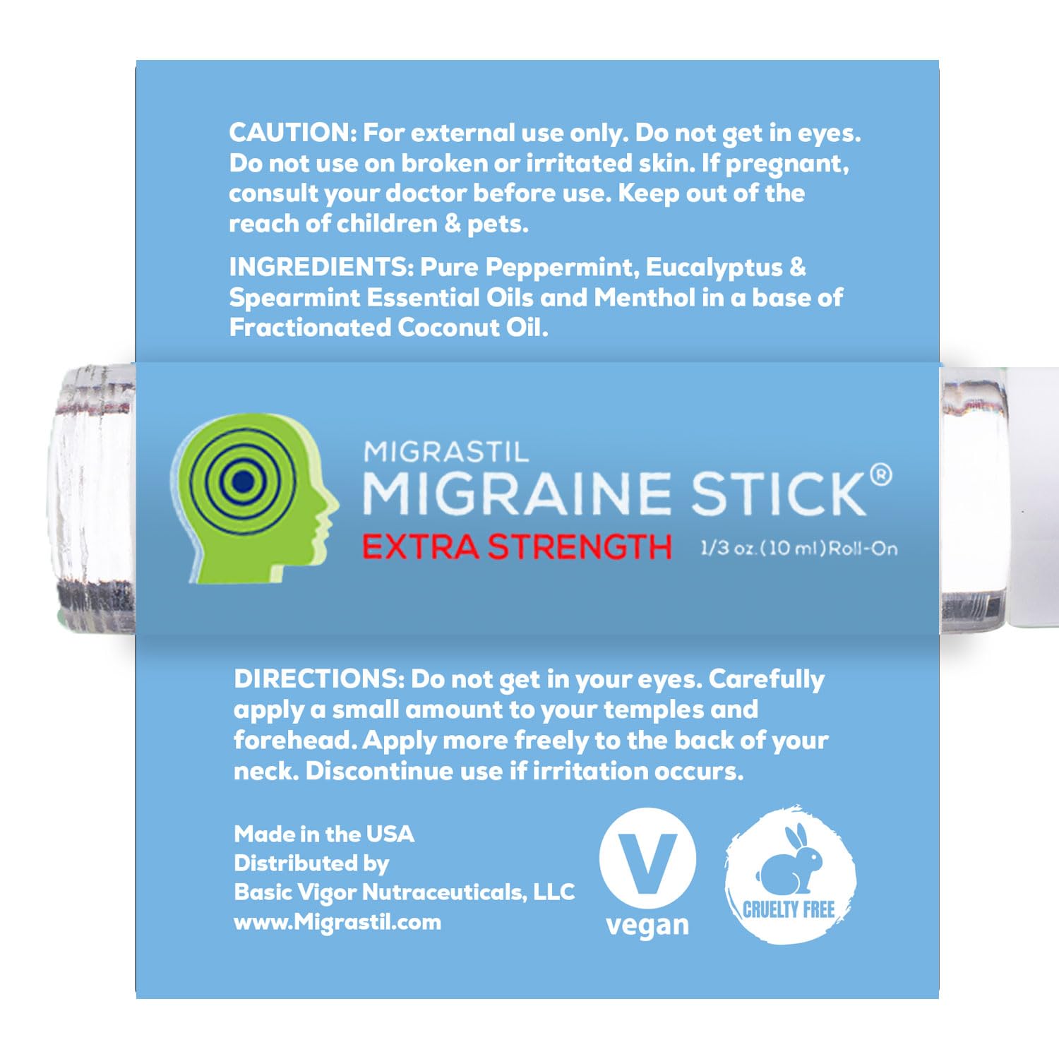 Basic Vigor Migrastil Stick Rodillo metálico, tamaño portátil para viajes