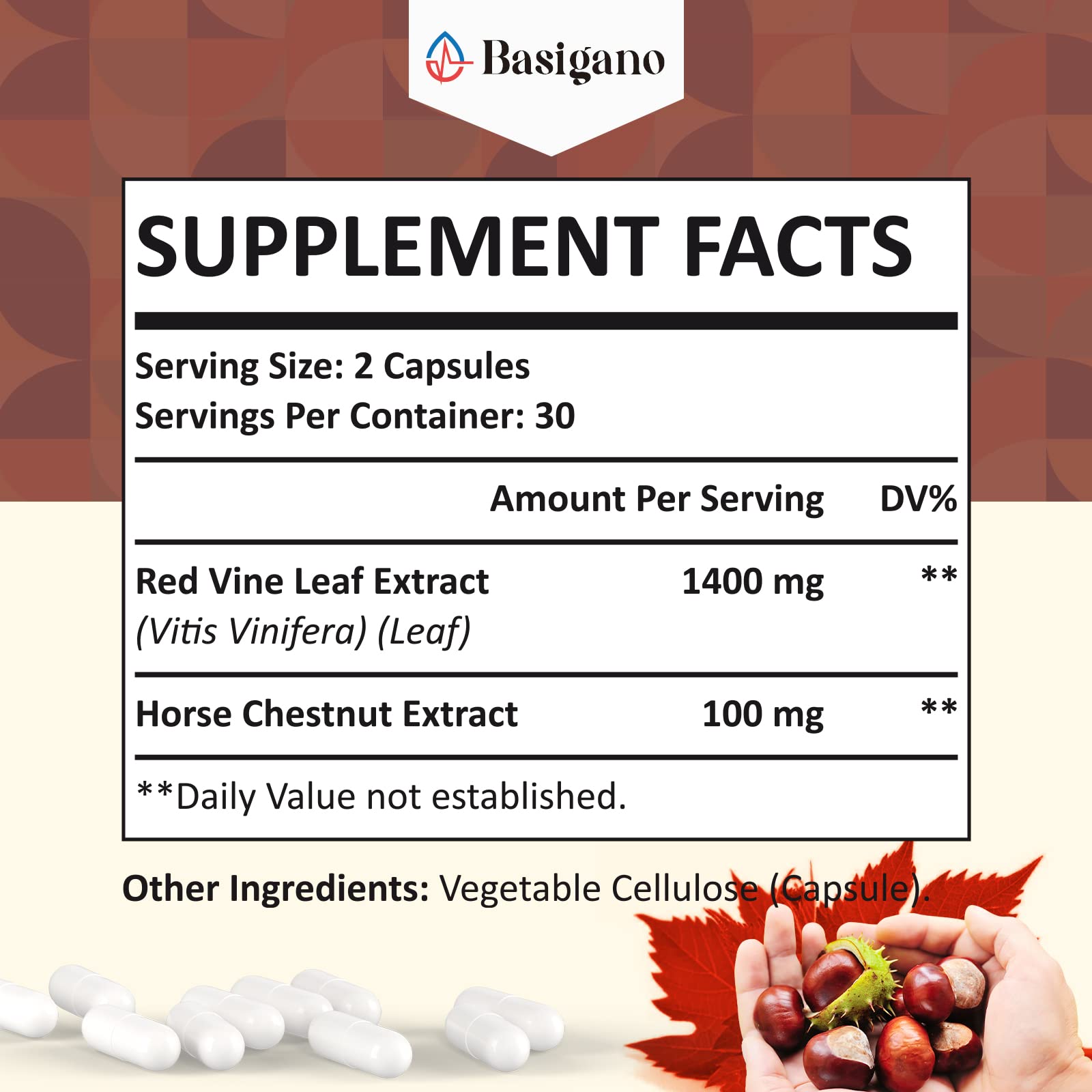 Basigano extracto hoja uva roja en primer plano, antioxidantes naturales para la salud vascular