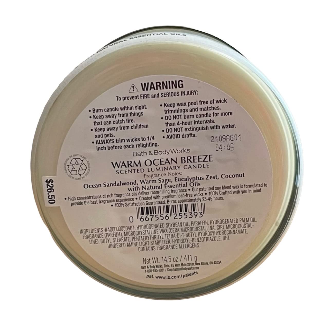 White Barn brisa oceánica, fragancia fresca para relajación en casa.